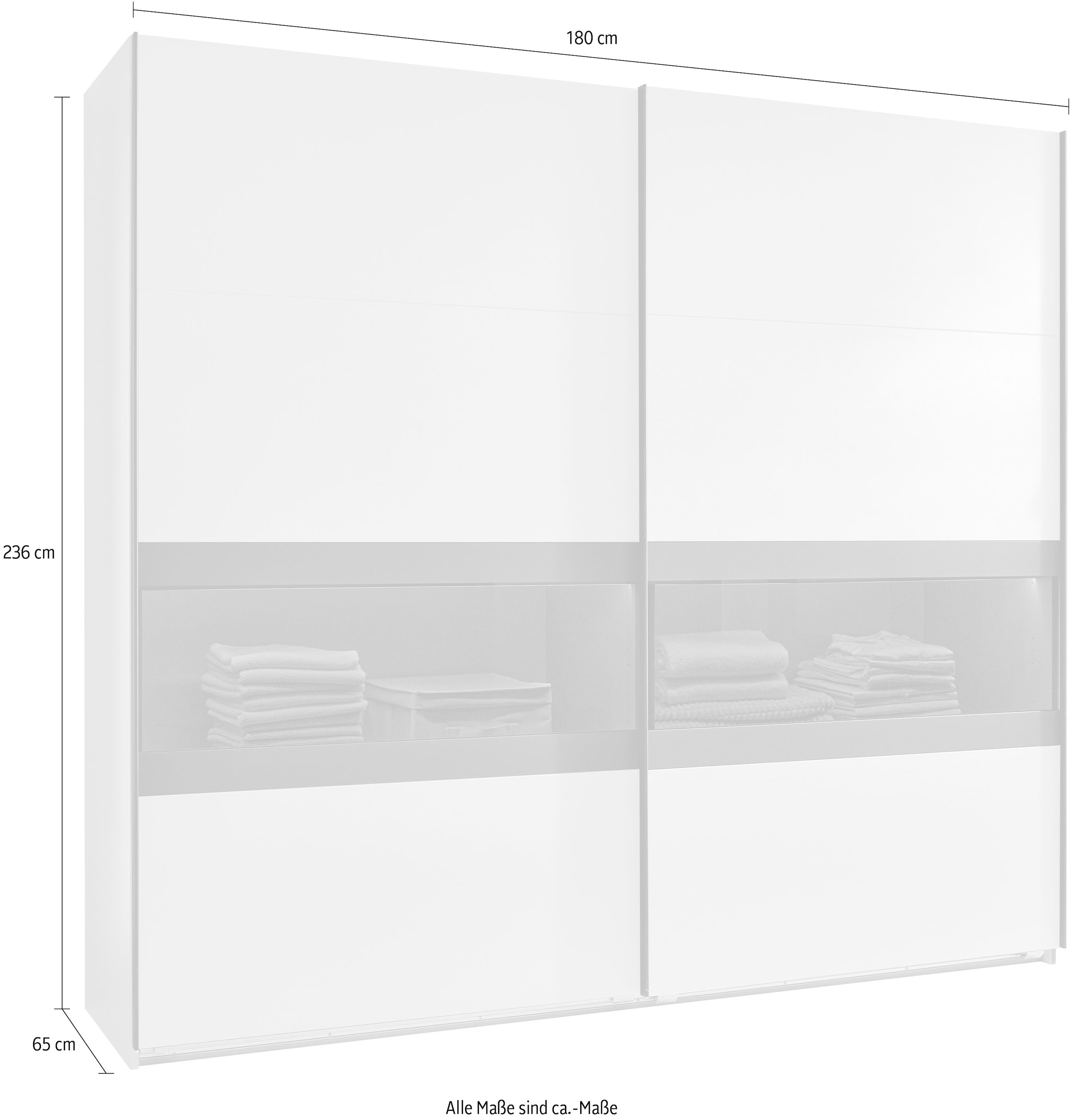 Wimex Schwebetürenschrank »Easy Plus, Kleiderschrank Made in Germany«, mit Glaseinsatz/ Rauchglas, viele Breiten zur Auswahl, schwarze Griffe