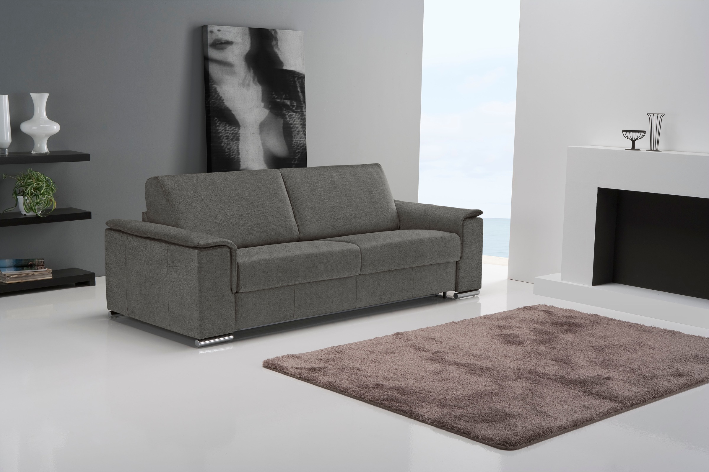 Egoitaliano Schlafsofa »Cecilia, modern & elegant, erstklassiger Sitzkomfort, Dauerschläfer«, inkl. Matratze und hochwertigem Metallbettrahmen, toller Schlafkomfort