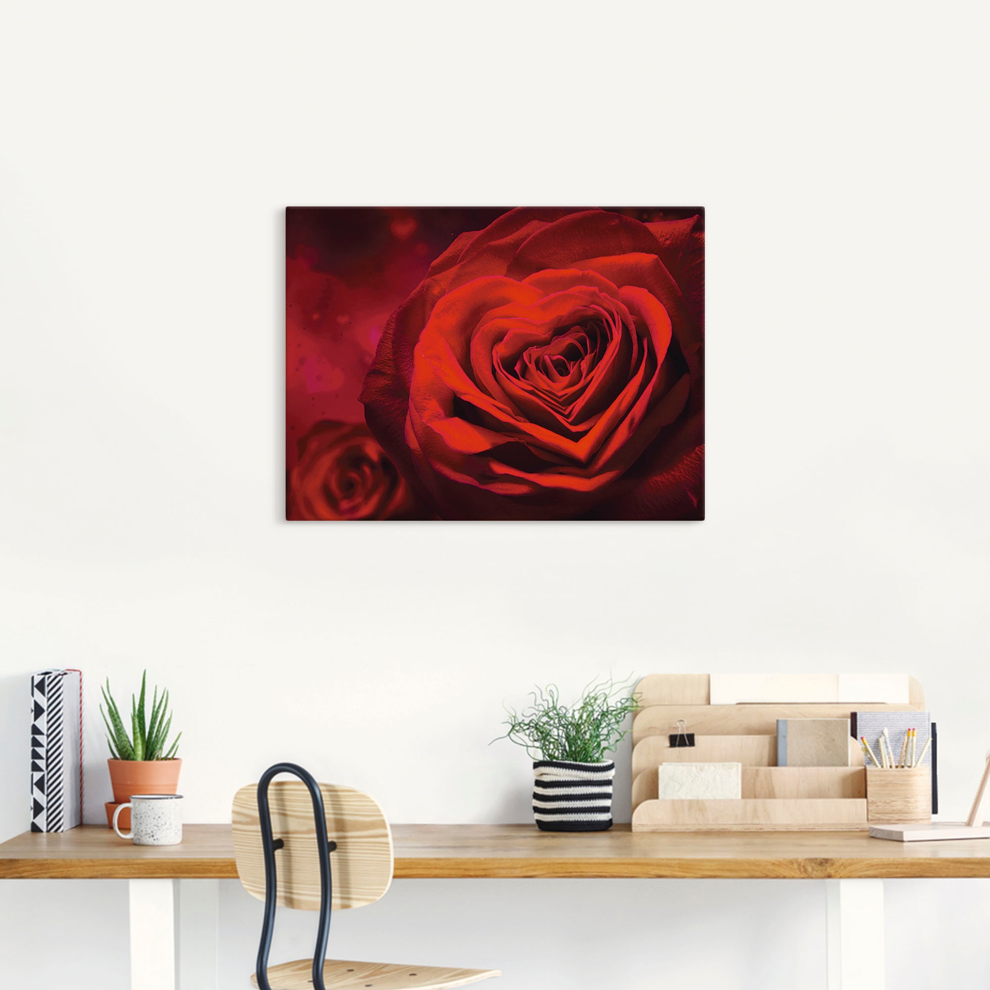 Artland Wandbild »Valentinseinladung mit Herzen und Rosen«, Blumen, (1 St.), als Leinwandbild, Poster, Wandaufkleber in verschied. Größen