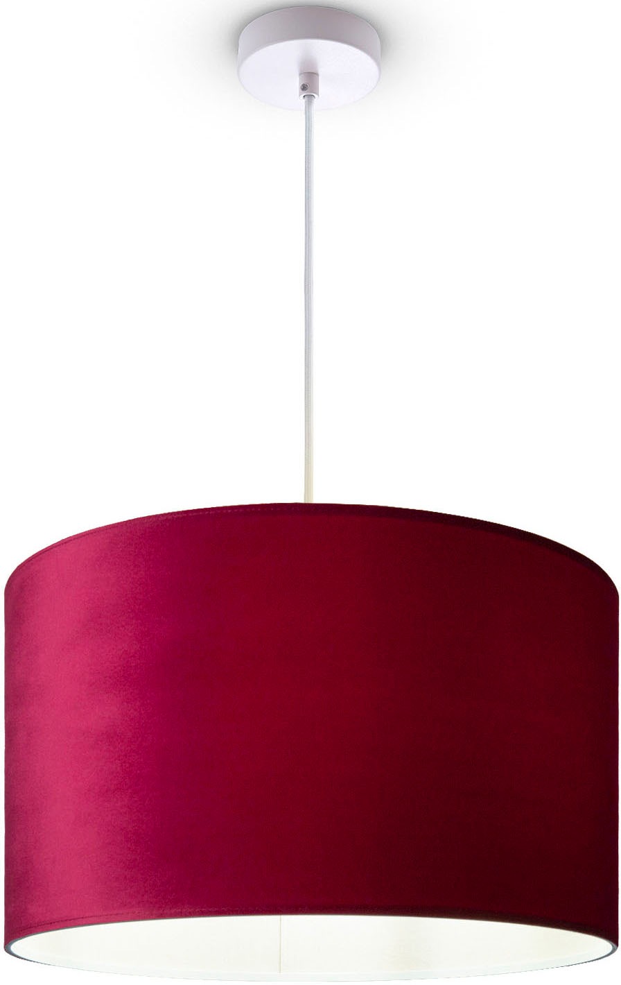 Paco Home Pendelleuchte »Hugo uni Color«, Leuchtmittel E27 | ohne Leuchtmittel, Wohnzimmer Lampenschirm aus Velour Unifarben Deko E27 Kabel 1,5m