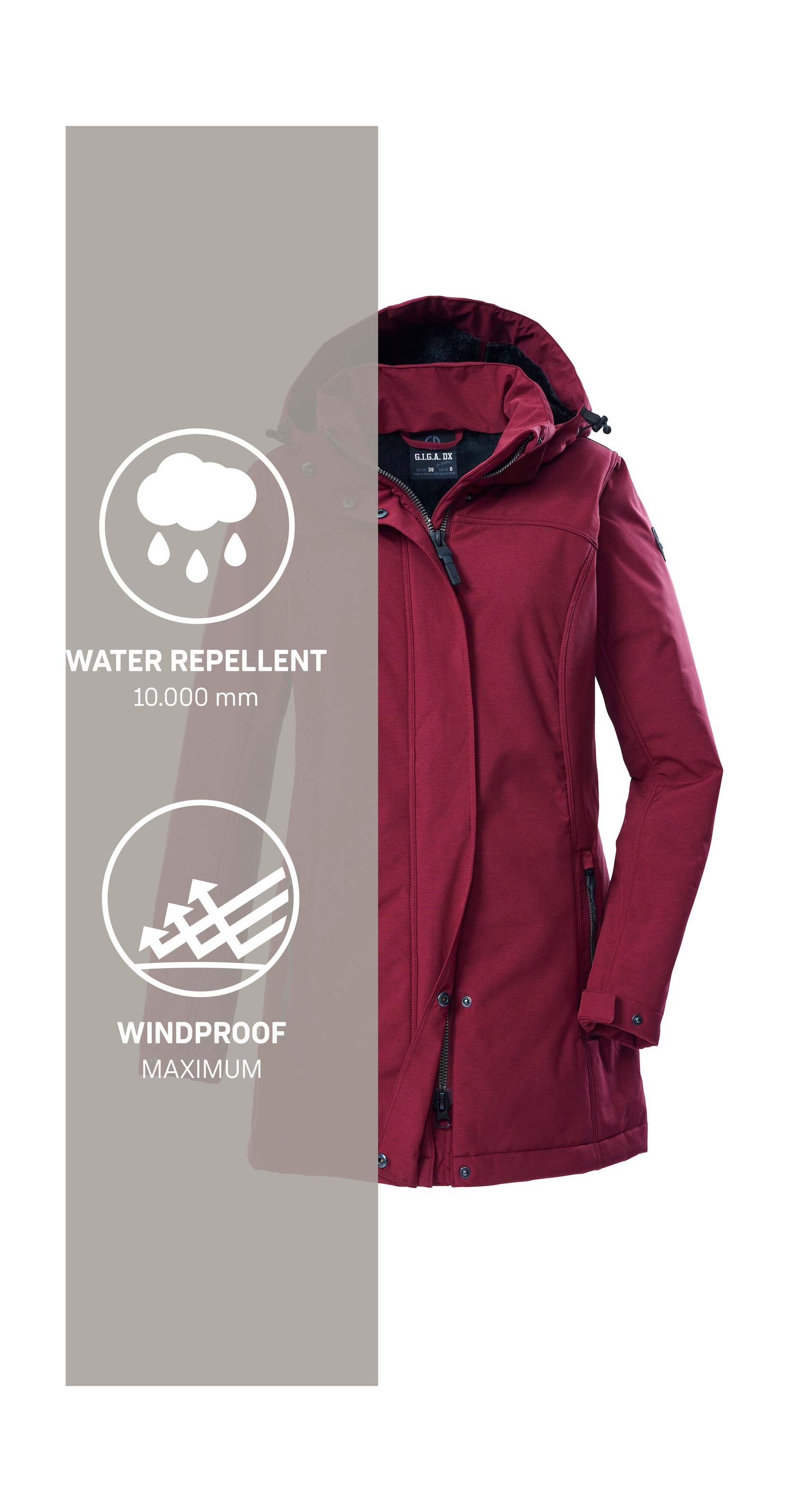 G.I.G.A. DX by killtec Softshellparka »GW 36 WMN SFTSHLL PRK«, Softshellparka: wasserdicht, Teddyfell, 2-Wege-Reißverschluss
