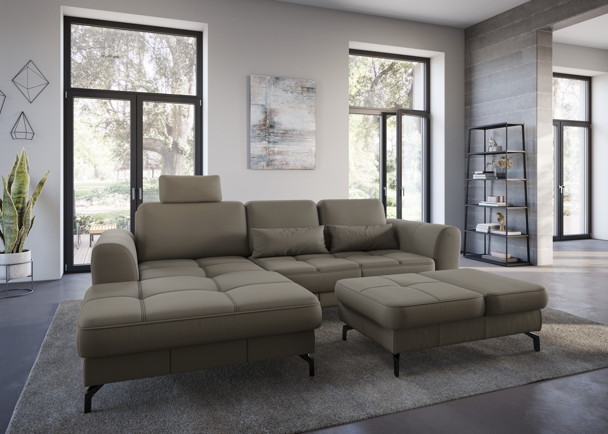 sit&more Ecksofa »Bendigo L-Form«, inklusive Sitztiefenverstellung, Bodenfreiheit 12 cm, in 2 Fußfarben