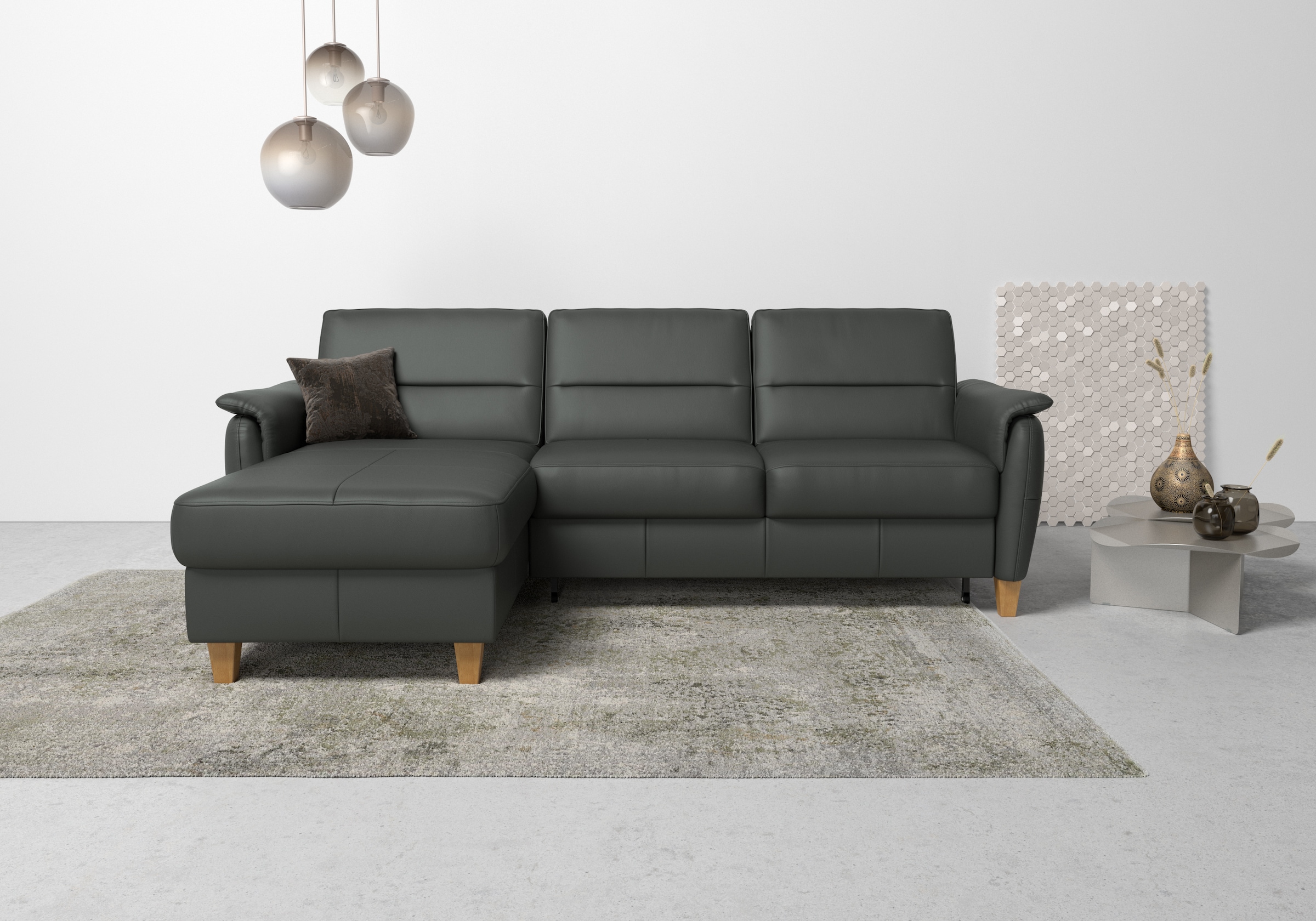 Home affaire Ecksofa »Palmera L-Form, B: 244 cm« optional Bettfunktion & Be günstig online kaufen