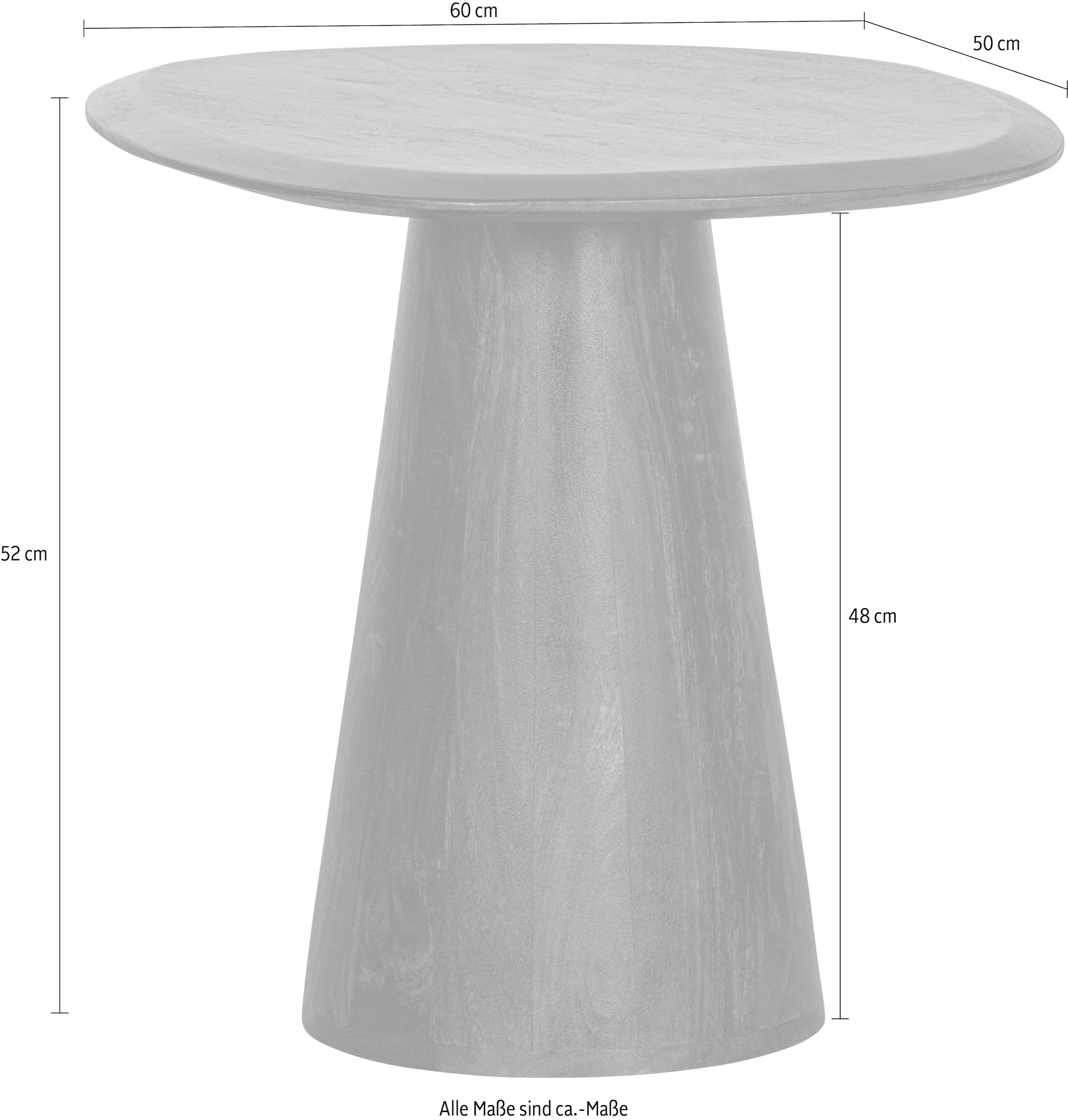 WOOOD Beistelltisch »Posture aus Mangoholz mit organischer Platte und Standfuß 60x53x51 cm« Tragkraft 15 kg, Standfuß Ø 16–29 cm, Plattendicke 3 cm