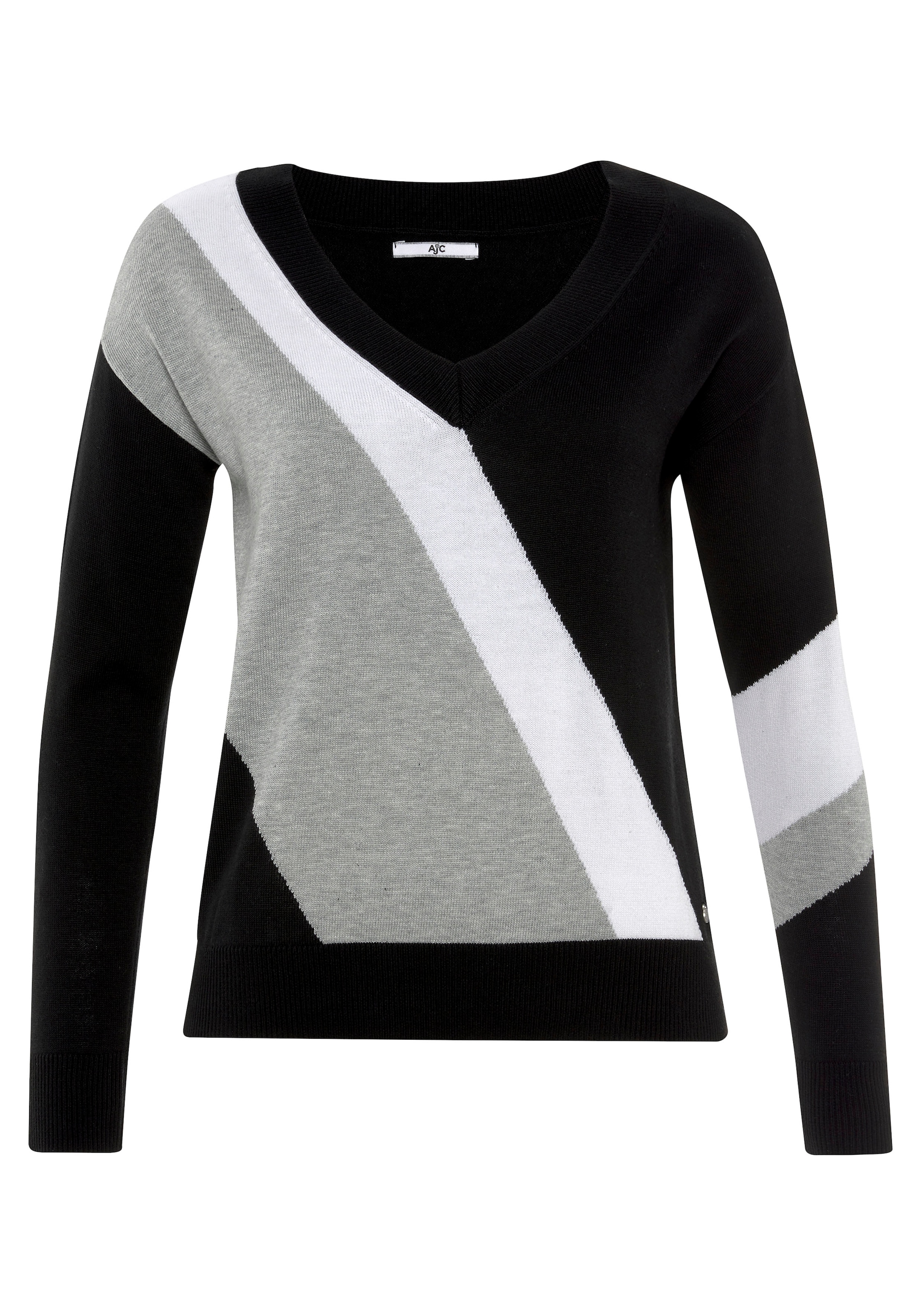 AJC Streifenpullover, mit trendigem Diagonal-Colourblocking