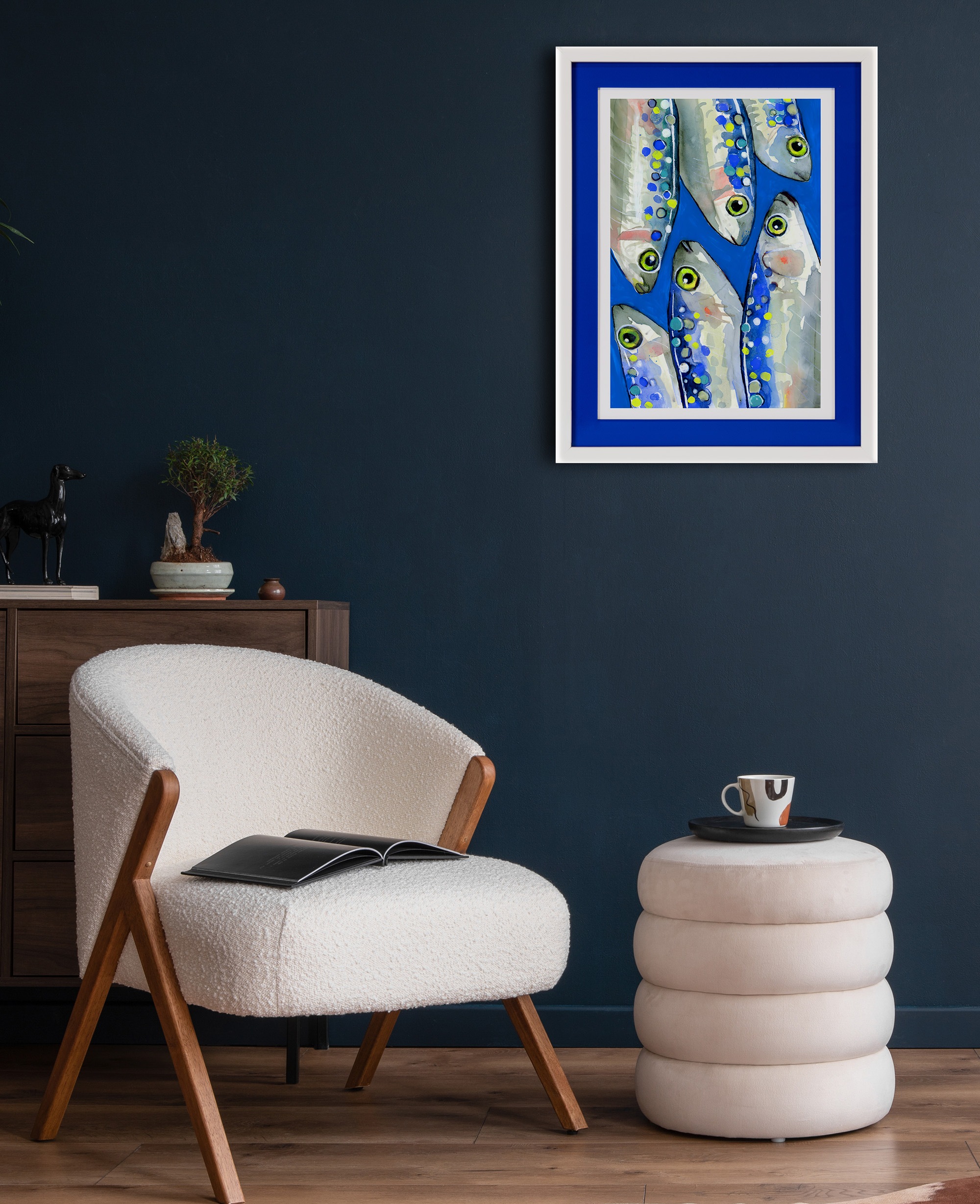 queence Bild mit Rahmen »Fische, Fischbild, blau, blautöne« Kunst   Tiere günstig online kaufen