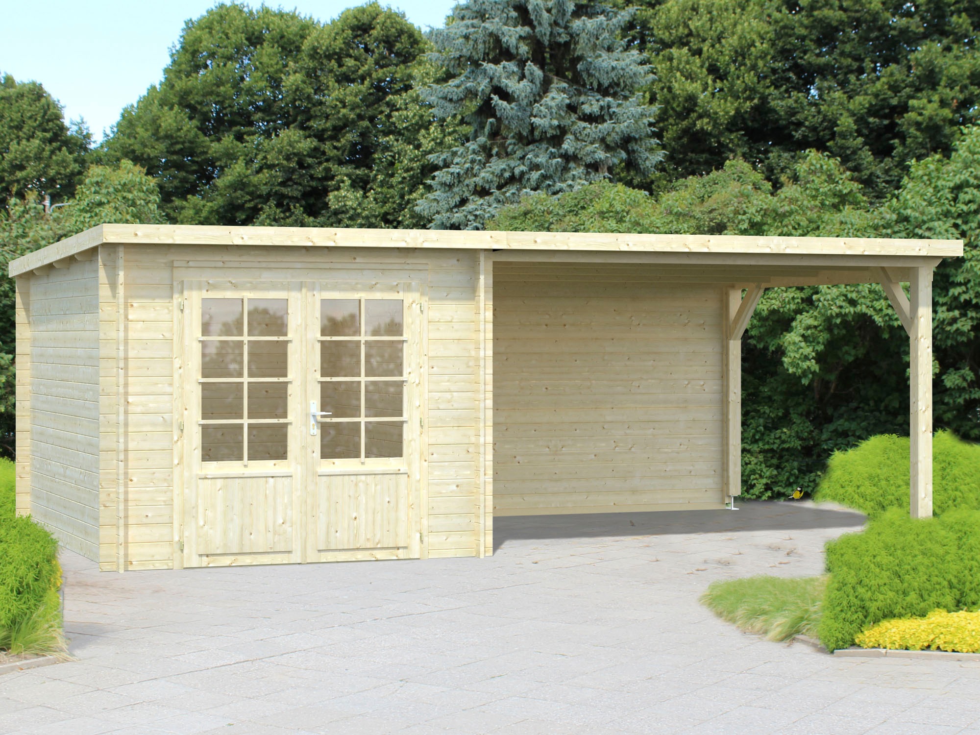 Palmako Gartenhaus »Ella«, (Set), 6,9+10,0 m², mit Anbaudach