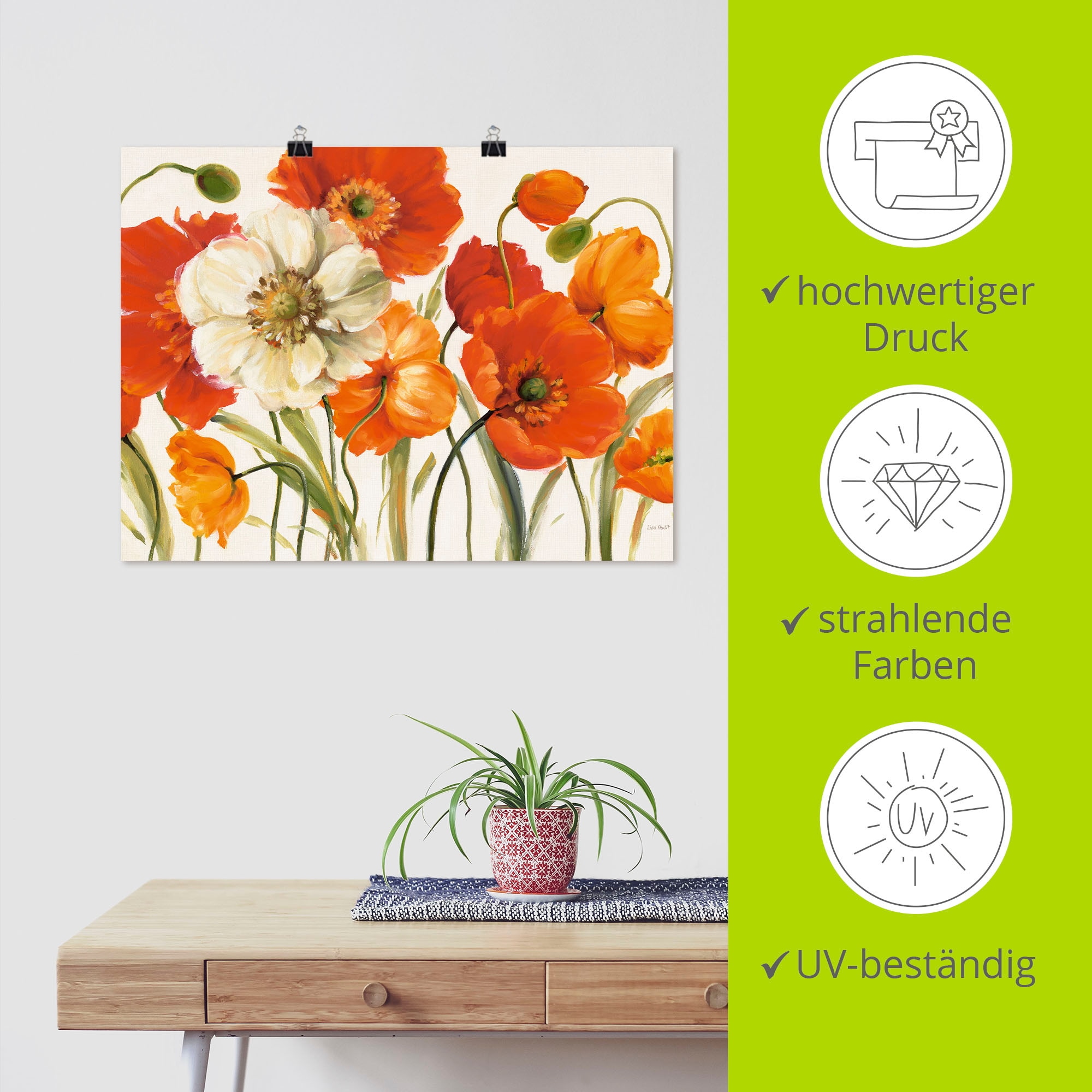 Artland Wandbild »Mohnblumen I«, Blumen, (1 St.), als Leinwandbild, Poster, Wandaufkleber in verschied. Größen