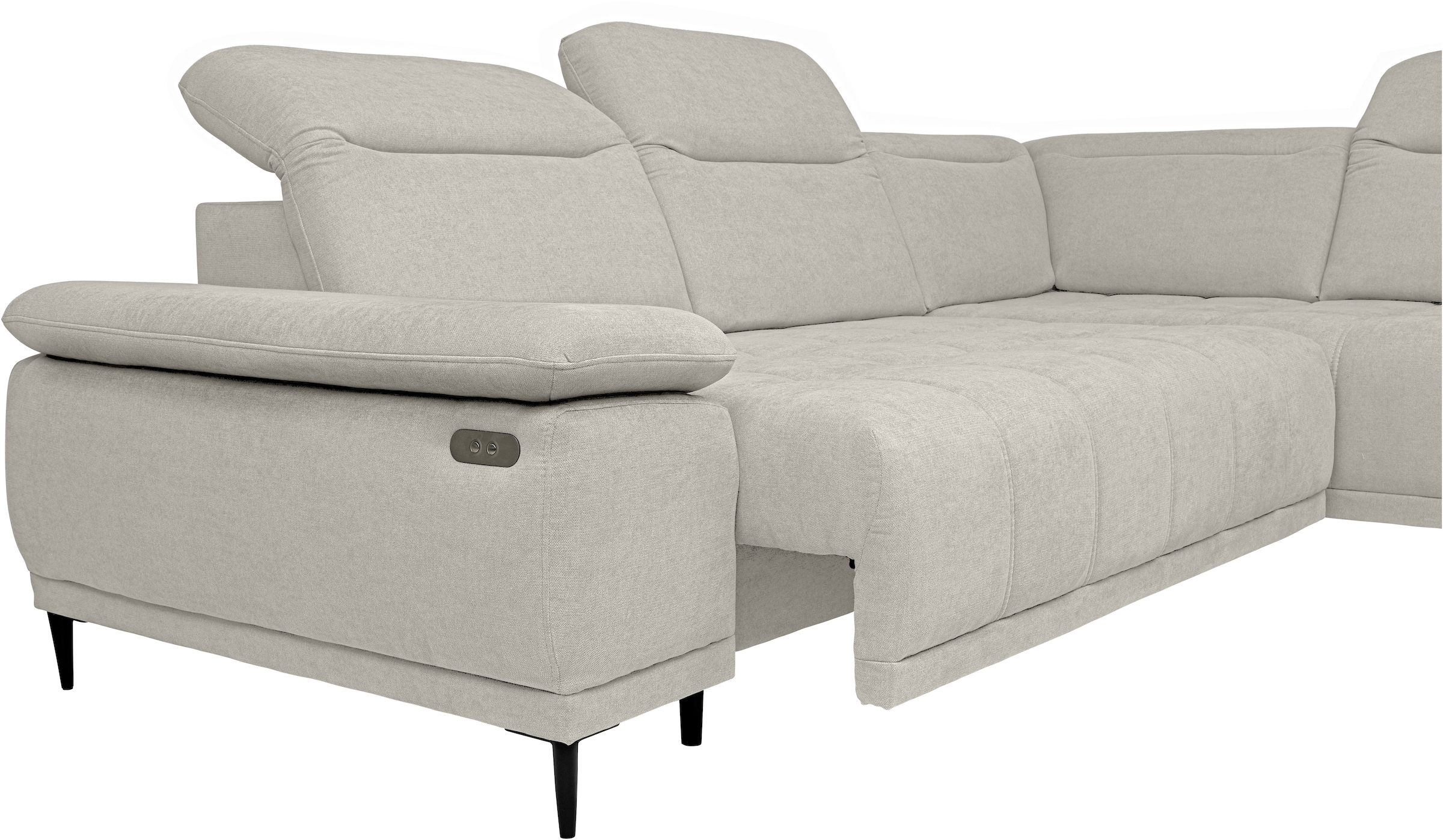 WERK2 Ecksofa »Focus-L, elektrisch erweiterbare Sitztiefe um ca. 30 cm, L-Form« Komfort nach Maß: Ausziehbare Sitztiefe, verstellbare Kopfteile & Füße
