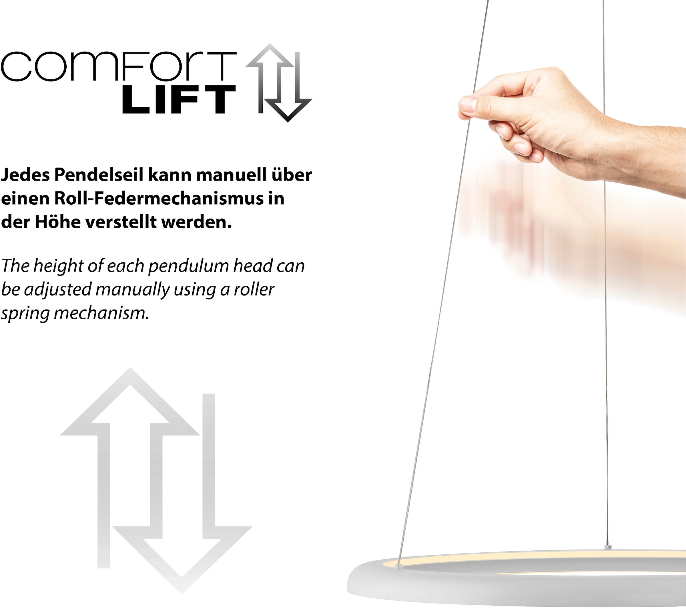 SCHÖNER WOHNEN-Kollektion LED Pendelleuchte »QUILLO« LED-Board 1 Stk. Warmweiß SCHÖNER WOHNEN Kollektion, SimplyDim, Memoryfunktion, Comfort-Lift