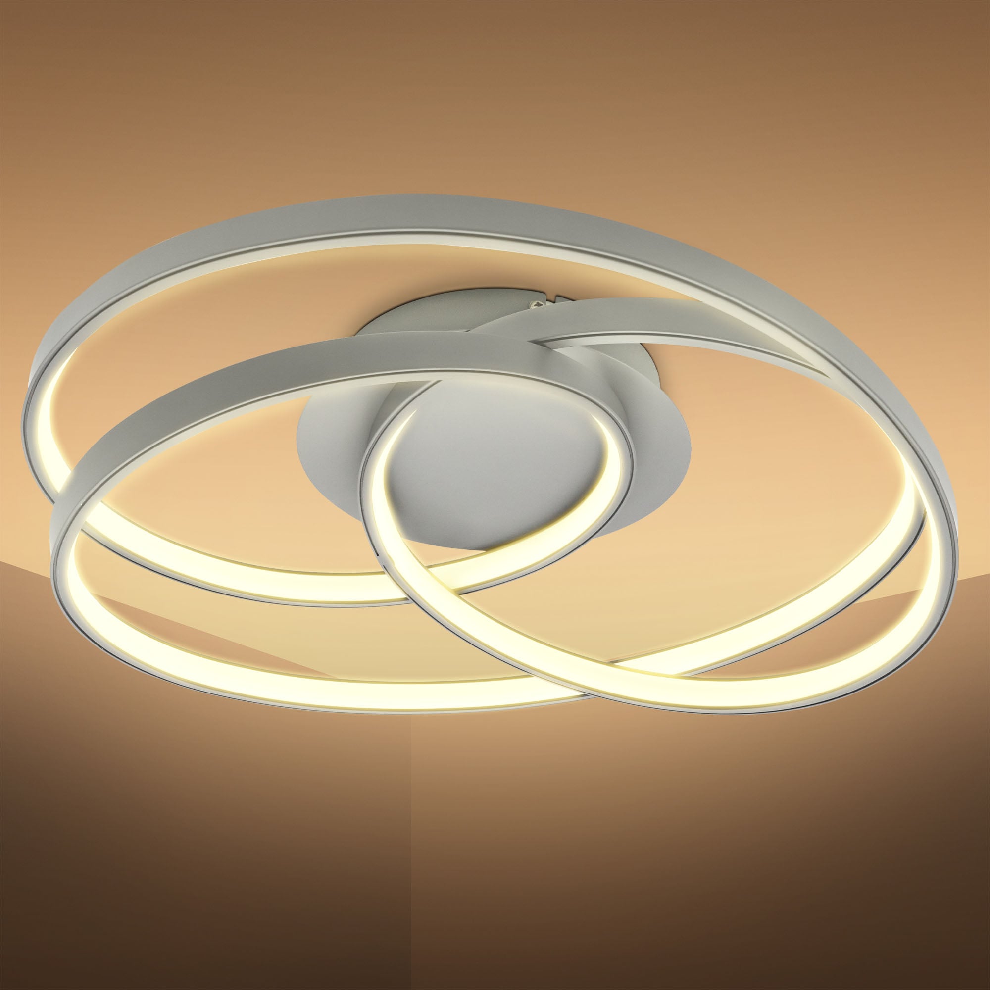 B.K.Licht LED Deckenleuchte »LED Frame-Deckenlampe, Ringleuchte, Silber, 3.000K«, 1 flammig, Leuchtmittel LED-Modul | LED fest integriert, 4.600lm, 35W, mit warmweißen Licht, IP20, B: 39,5cm