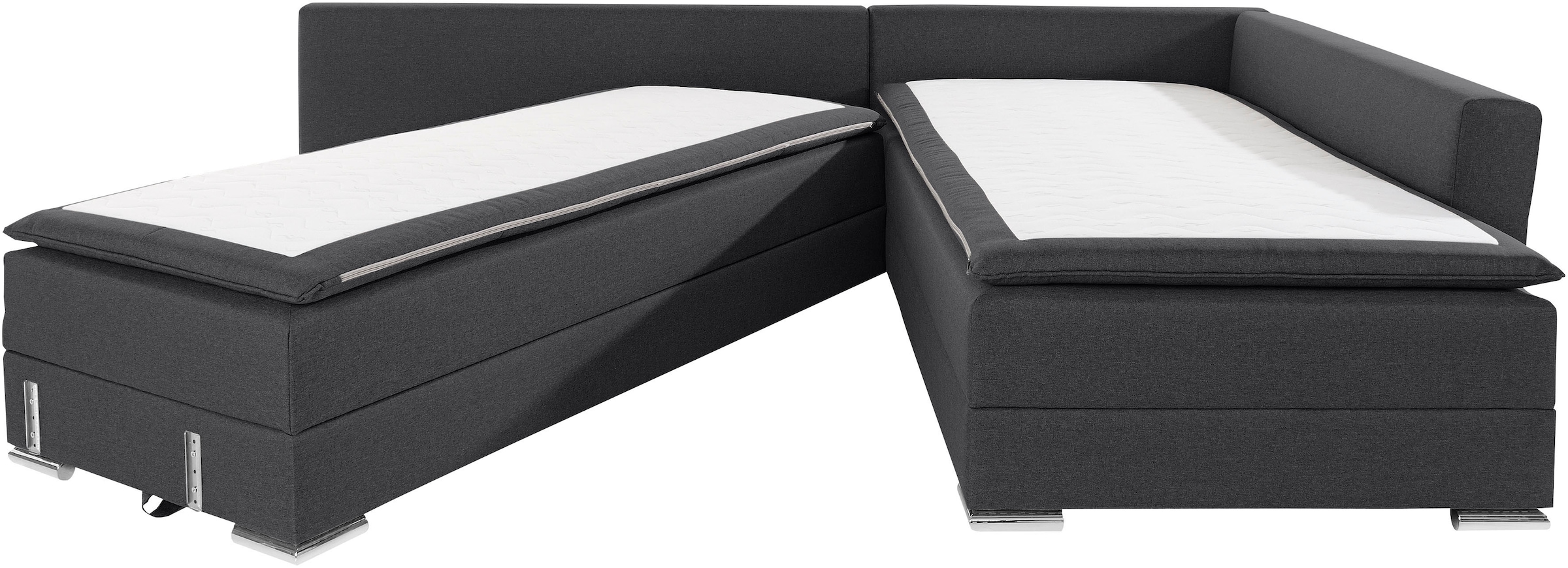 INOSIGN Ecksofa »Boxspringbett Night & Day L-Form mit Dauer-Schlaffunktion mit Armlehne«, mit Boxspring-Bettfunktion 180x200 cm und Bettkasten, Dauerschläfer!