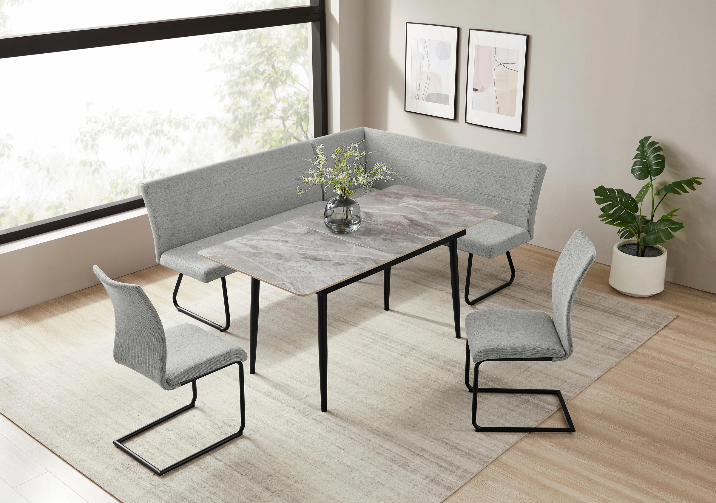 OTTO home Eckbankgruppe »Stevian« Set, 1 ausziehbarer Esstisch + 1 Eckbank günstig online kaufen