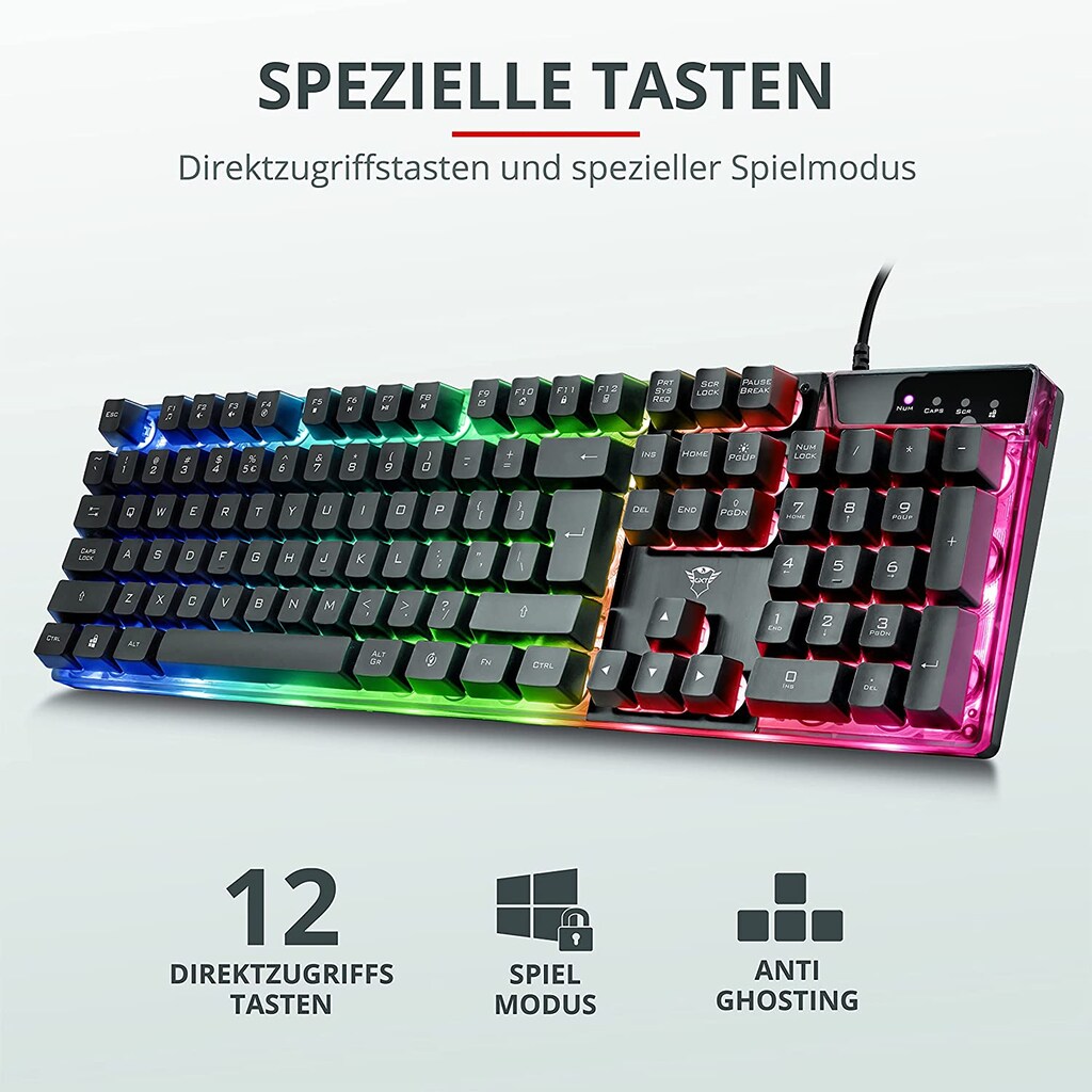 Trust Gaming-Tastatur »GXT835 AZOR GAMING KEYBOARD DE«