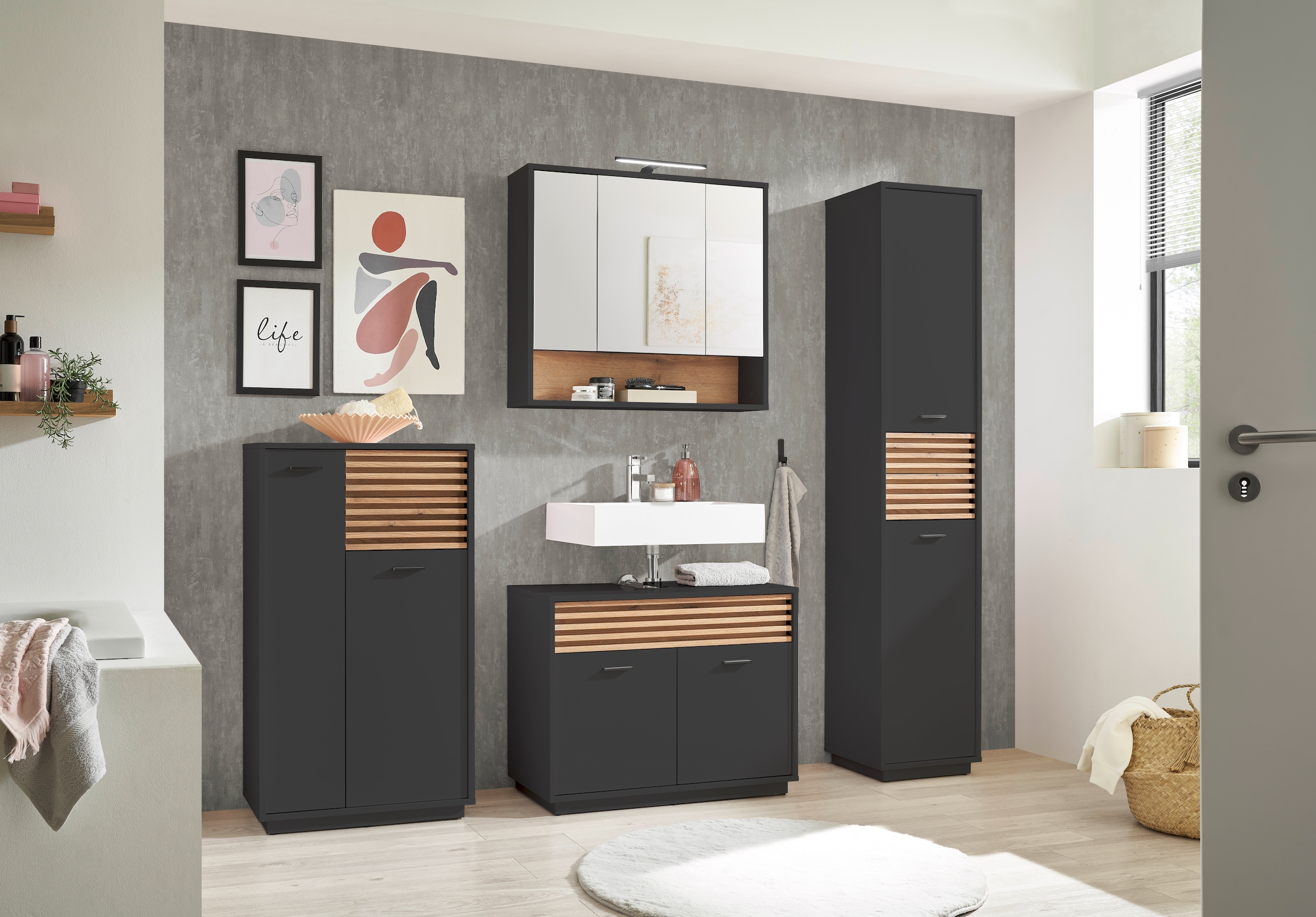 BASIC by Balculina Hochschrank »Liguria B/H/T 38x191x35 cm« 1 Stk. tlg. Breite 38cm, Unterflurauszug, FSC-Mix 70%