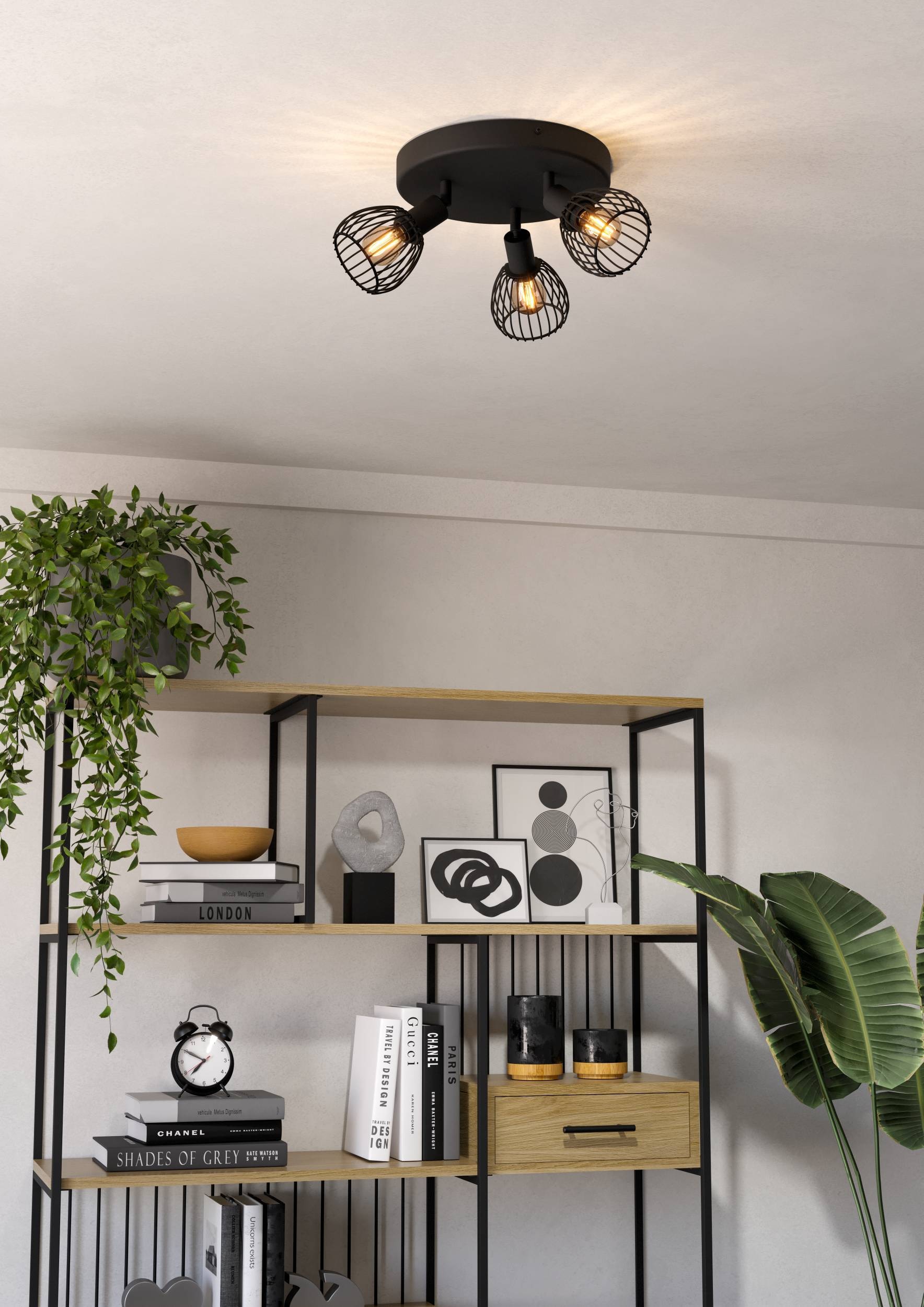 EGLO Deckenleuchte »Sonnino Deckenlampe 3-fach, schwenkbare Spots, Metall, Deckenspot, E14« E14 1 Stk. Spot - H18,5 x Ø25 cm - schwarz - 3X40W exkl.