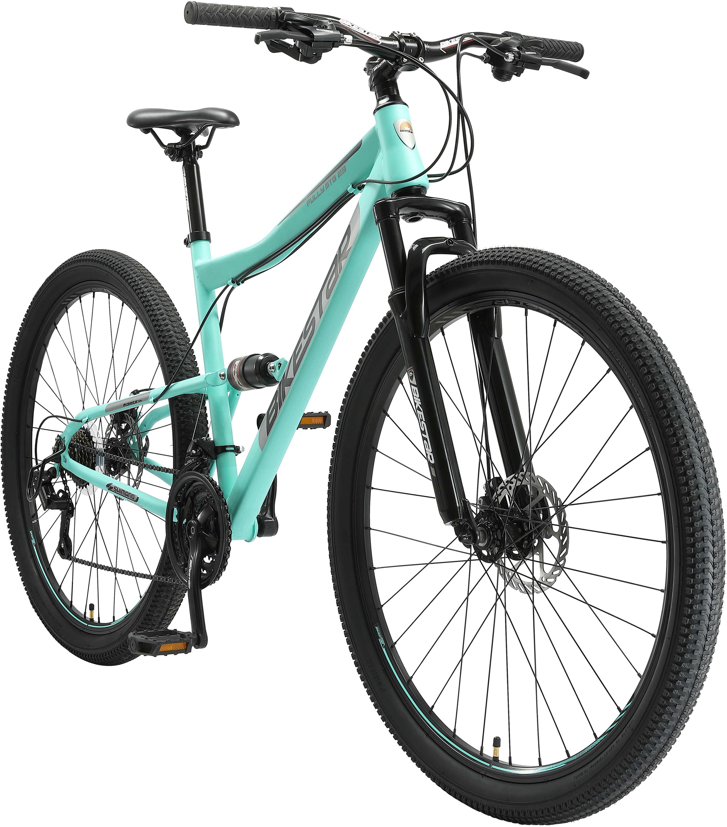 Bikestar Mountainbike, 21 Gang, Shimano, RD-TY300 Schaltwerk, Kettenschaltung, für Damen und Herren, Kettenschaltung