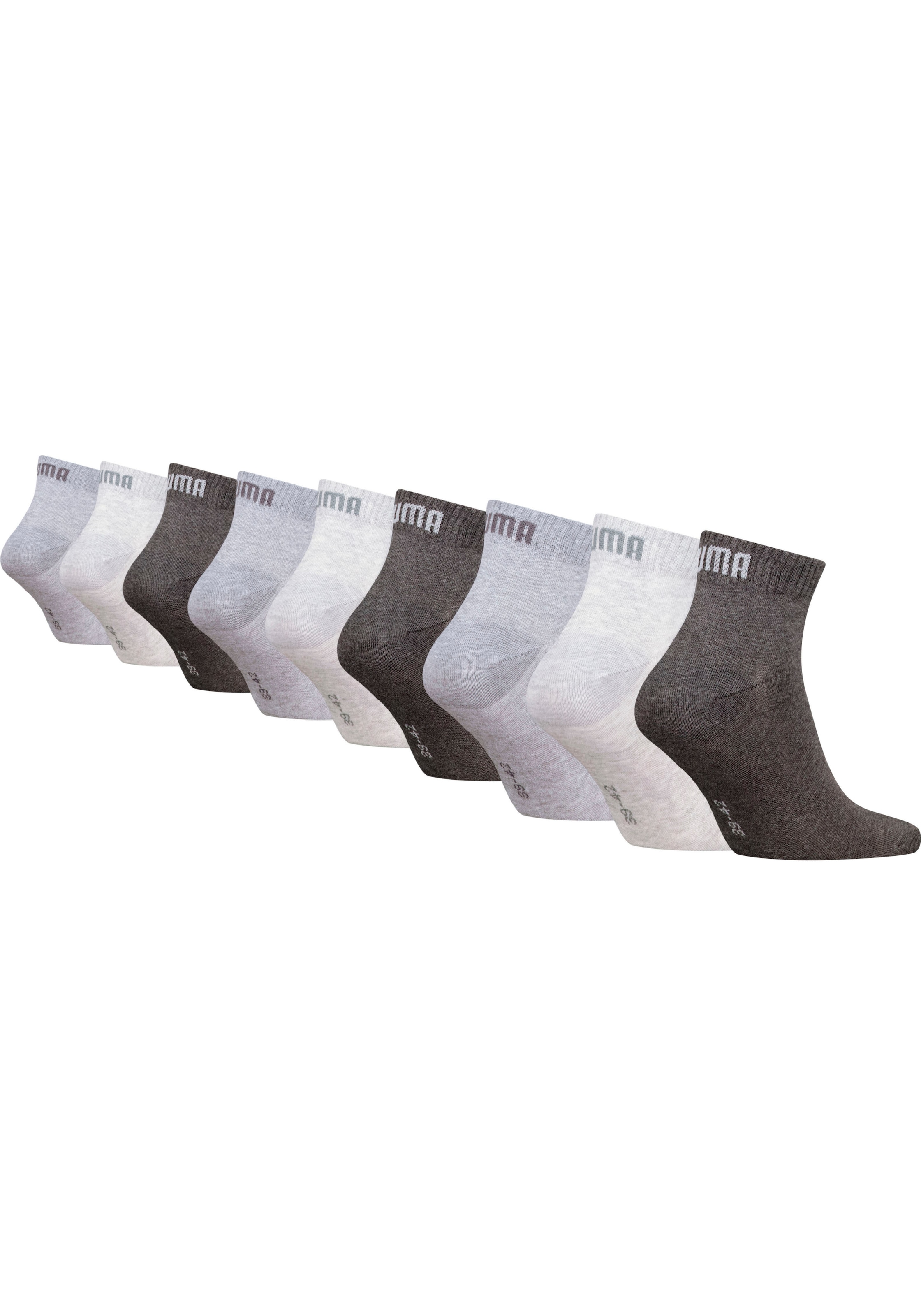 PUMA Kurzsocken »PUMA UNISEX QUARTER PLAIN 9P ECOM«, (9 Paar), mit Rippenbünchen, Logostickerei