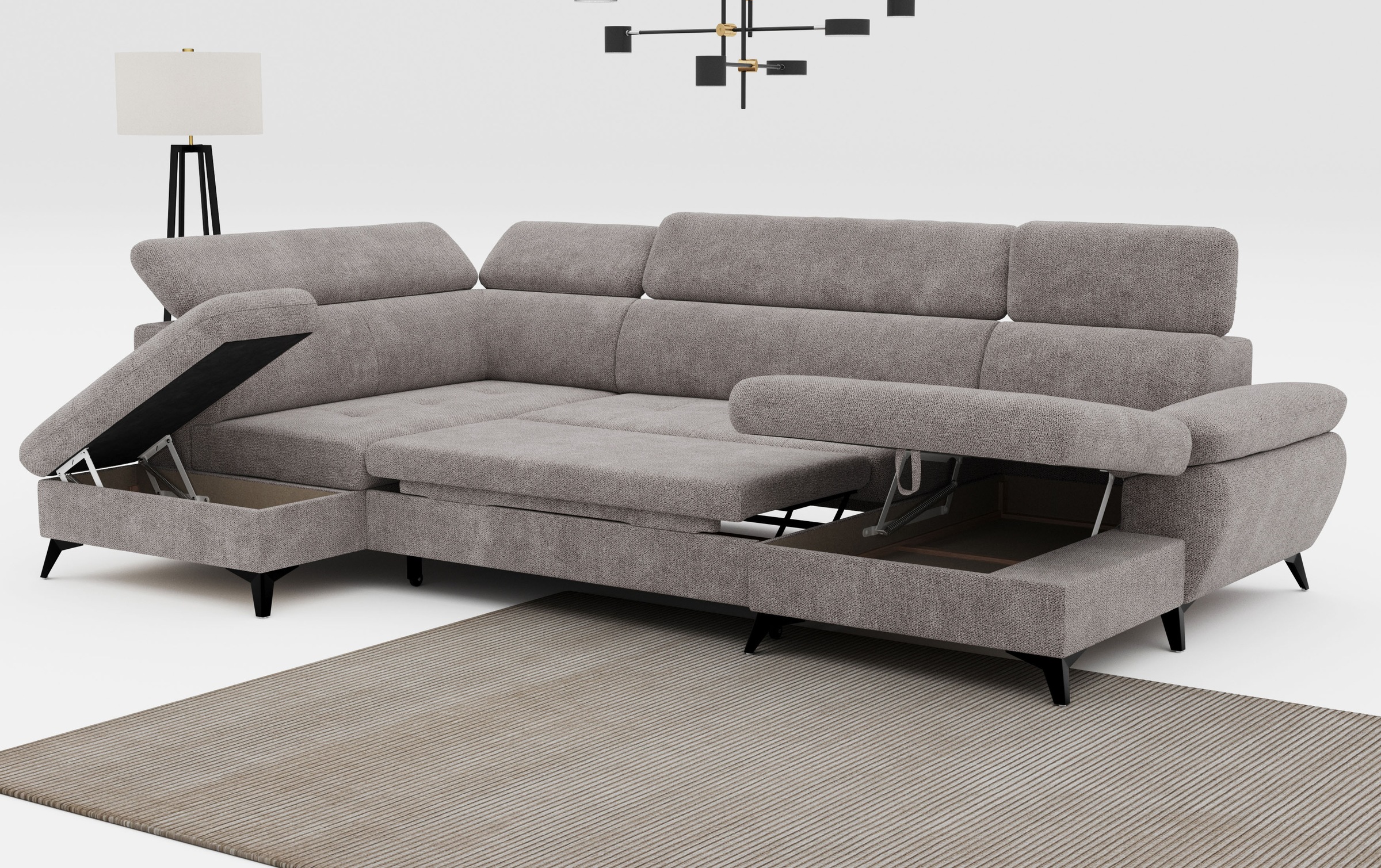 COTTA Wohnlandschaft »Hudson U-Form«, mit Kopfteilverstellung, wahlweise mit Bettfunktion & Bettkasten