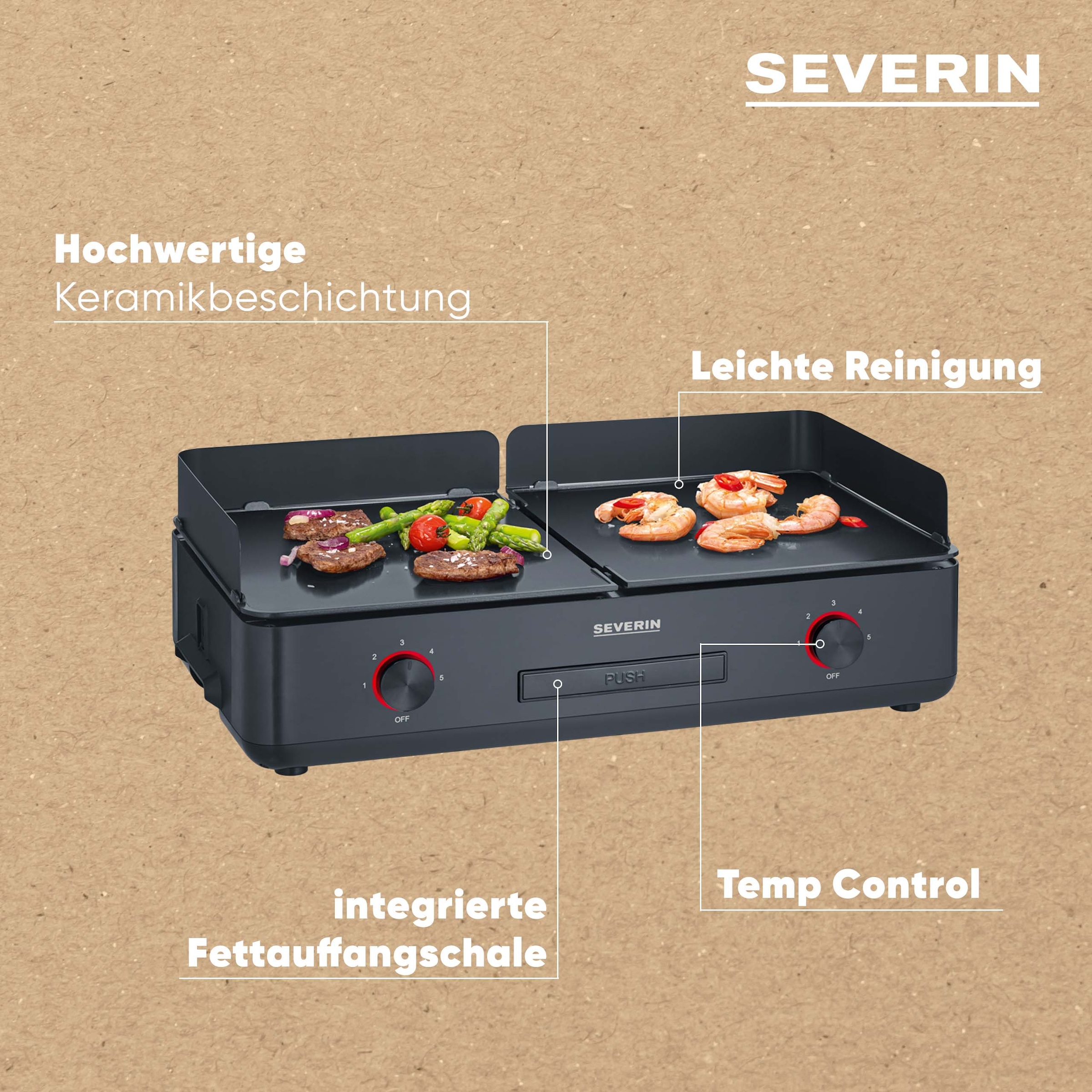Severin Standgrill »PG 8568« 2200 W Elektrogrill mit Grillplatte, als Stand- oder Tischgrill nutzbar
