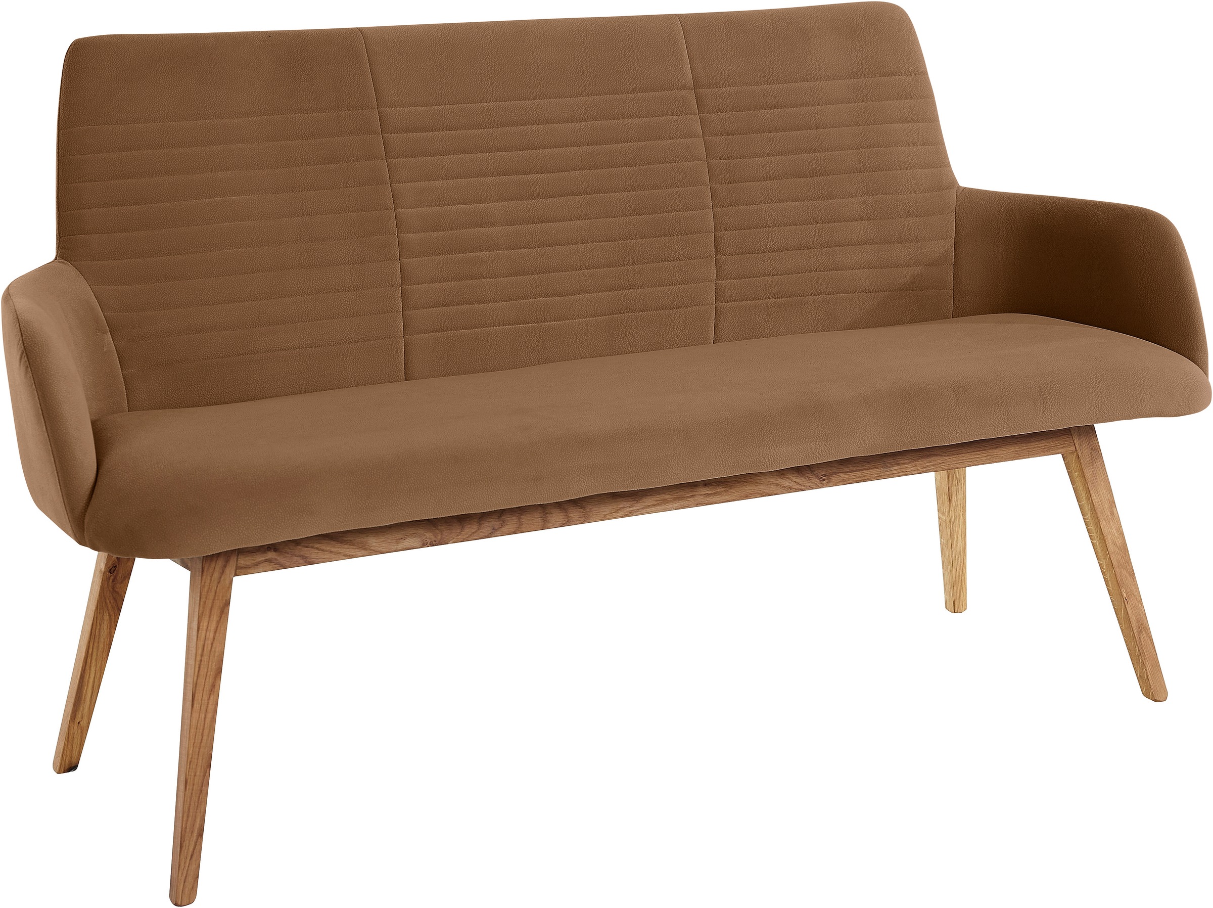 OTTO PRODUCTS Sitzbank »Alessja« 1 Stk. tlg. Breite 160 cm, Bezug aus Microfaser, Gestell aus Eiche Massivholz curry + Eiche natur