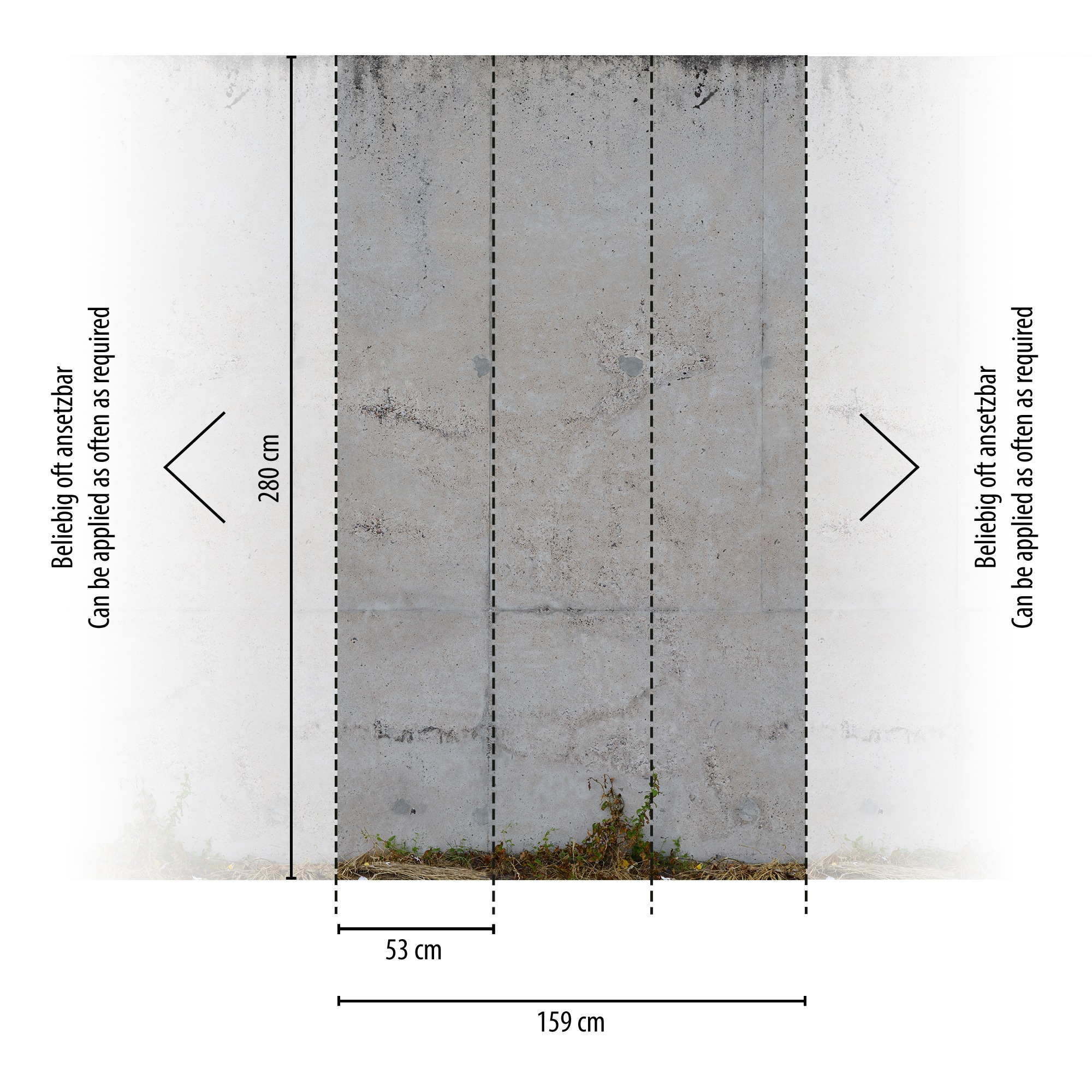 living walls Fototapete »Fototapete Betonwand«, matt-gemustert-neutral, Betonoptik Industrial Look Loftoptik Steinwand Tapeten Wohnzimmer Flur