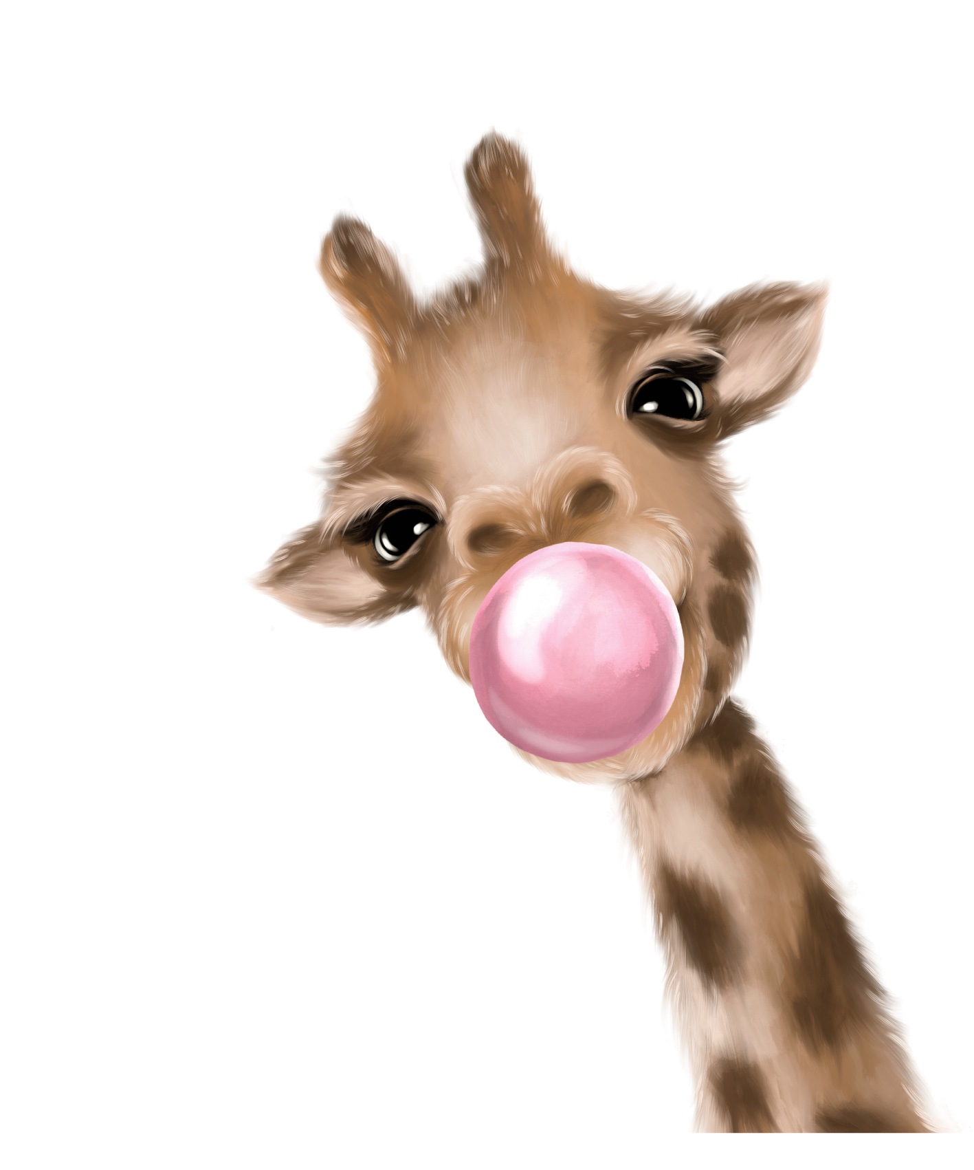 Lüttenhütt Poster »Giraffe mit Kaugummi in Rosa«, Fantasy-Giraffe-Giraffen Bilder-Tiere, (1 St.), HD Premium Druck