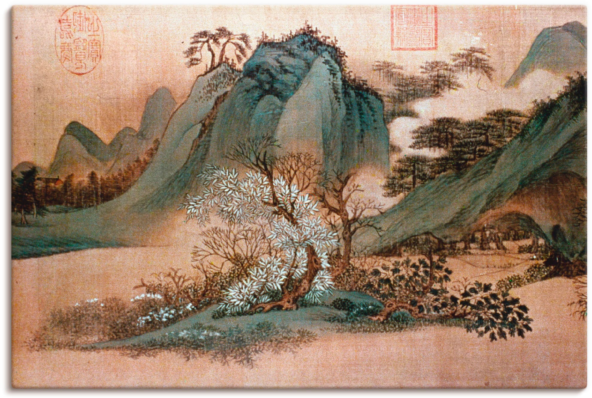 Artland Wandbild »Weiße Wolken und grüne Berge«, Asien, (1 St.), als Leinwa günstig online kaufen
