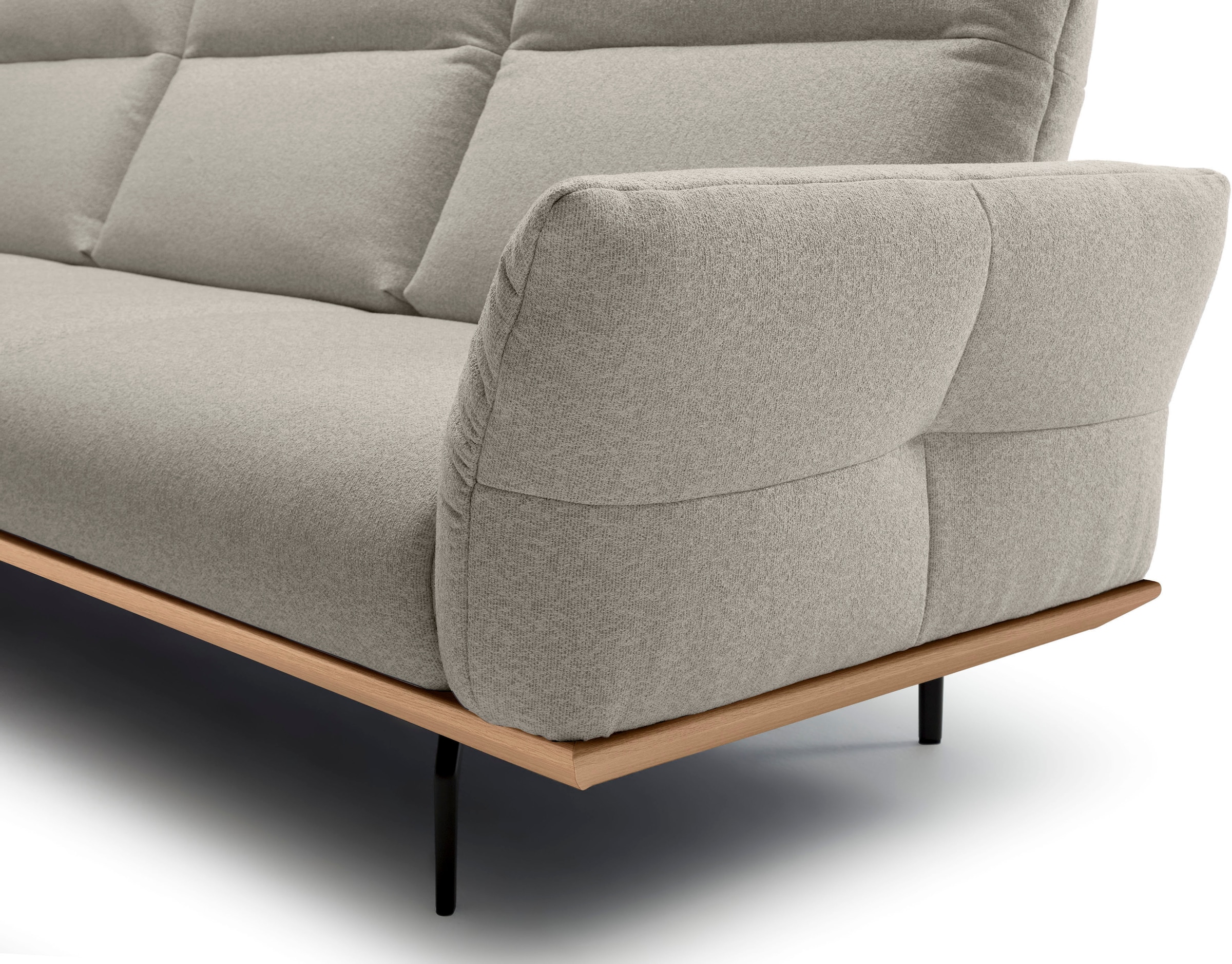 Creation BY ROLF BENZ Ecksofa »CR.460«, Sockel in Eiche, Winkelfüße in Umbragrau, Breite 338 cm