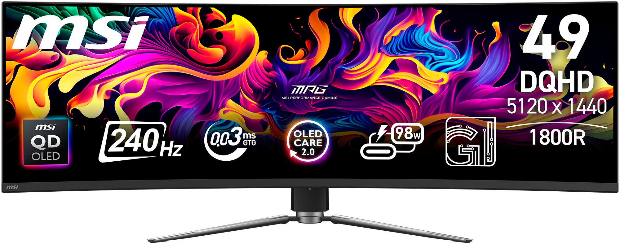 MSI Curved-Gaming-Monitor »MPG 491CQPX QD-OLED«, 125 cm/49 Zoll, 5120 x 1440 px, DQHD, 0,03 ms Reaktionszeit, 240 Hz