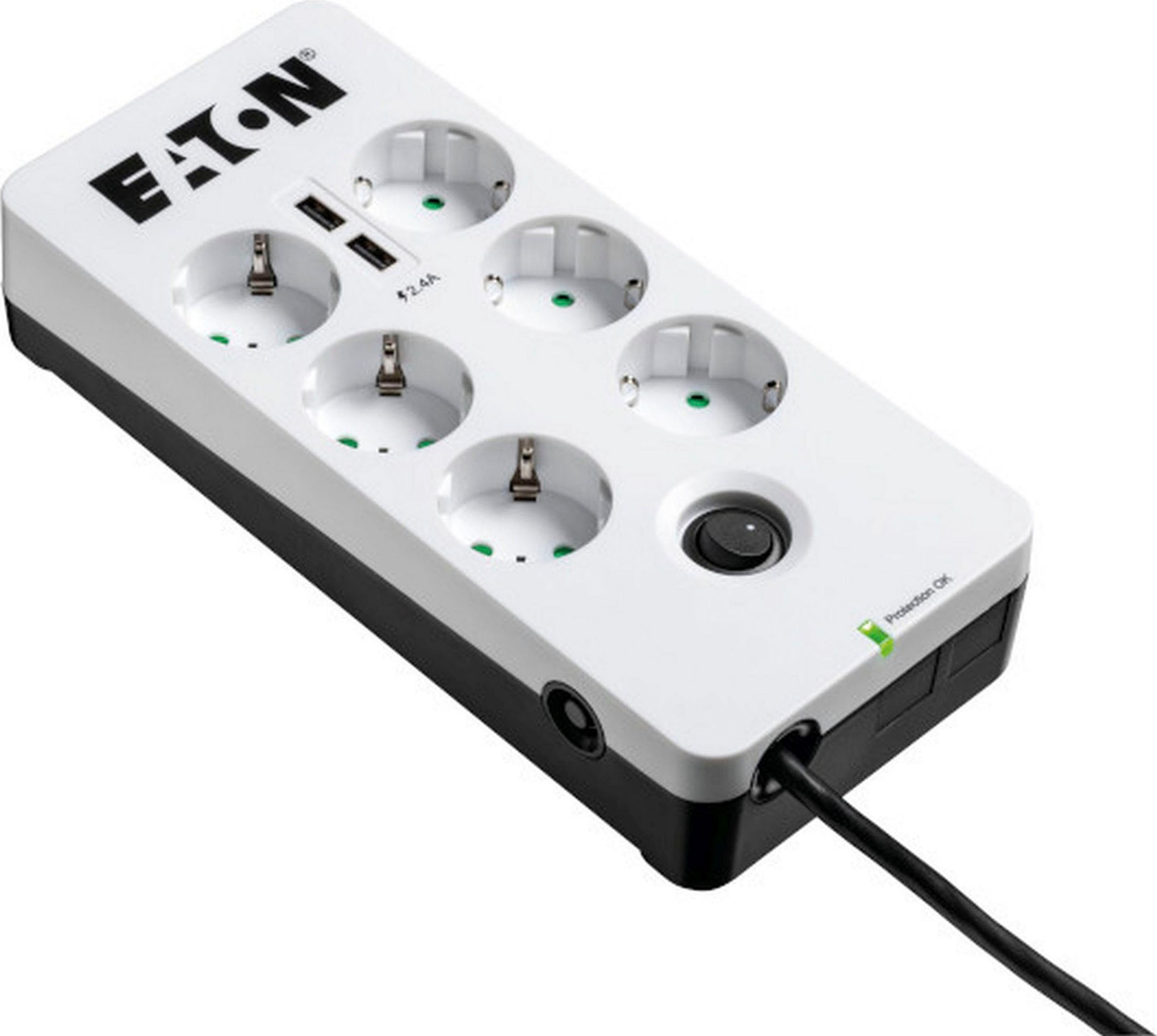 EATON Mehrfachsteckdose »Protection Box 6 USB DIN«, (LED-Statusanzeige Kindersicherung-Überspannungsschutz)