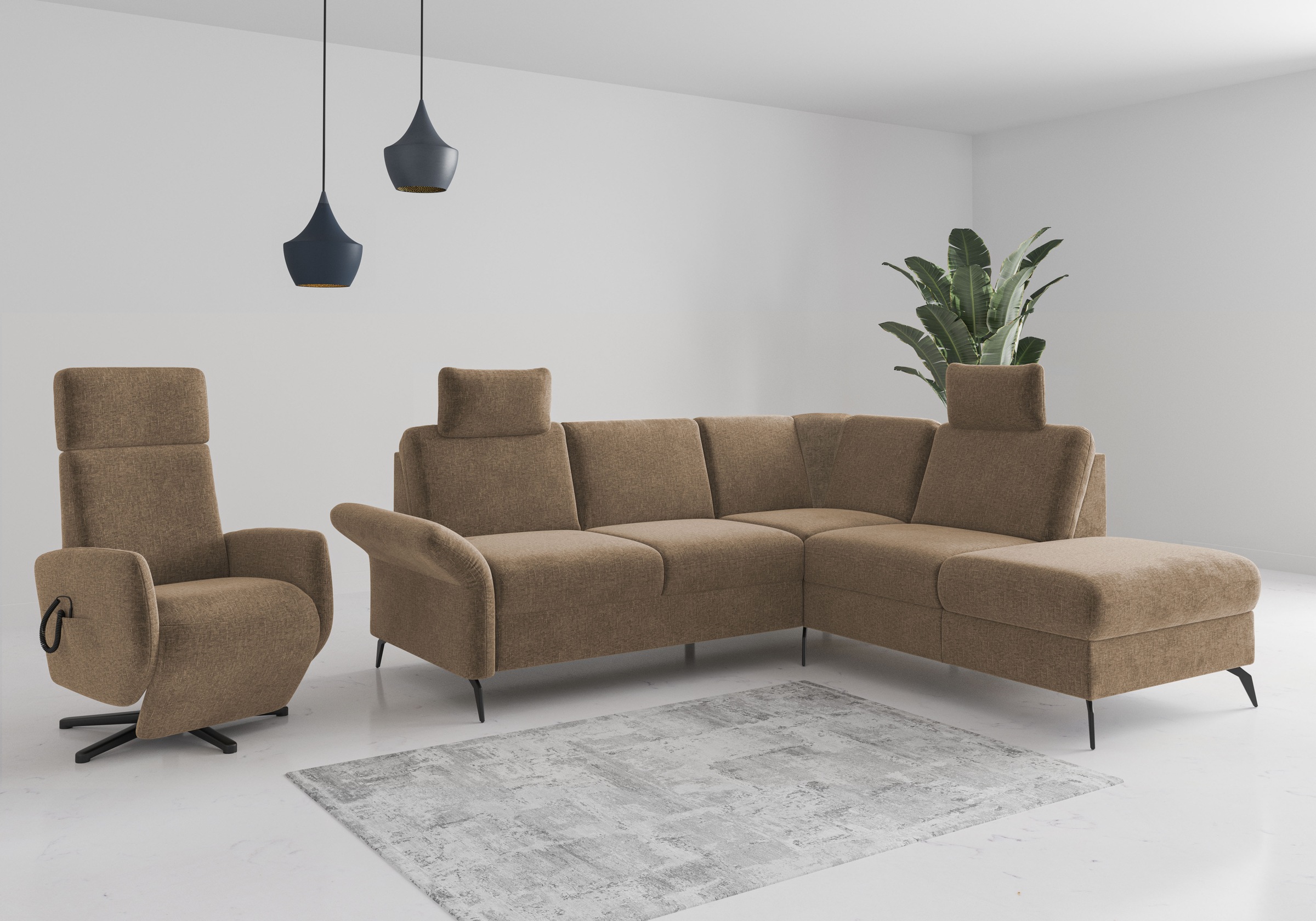 Home affaire Ecksofa »Rochelle«, optional: Armteilverstellung, klappbar, Bettkasen