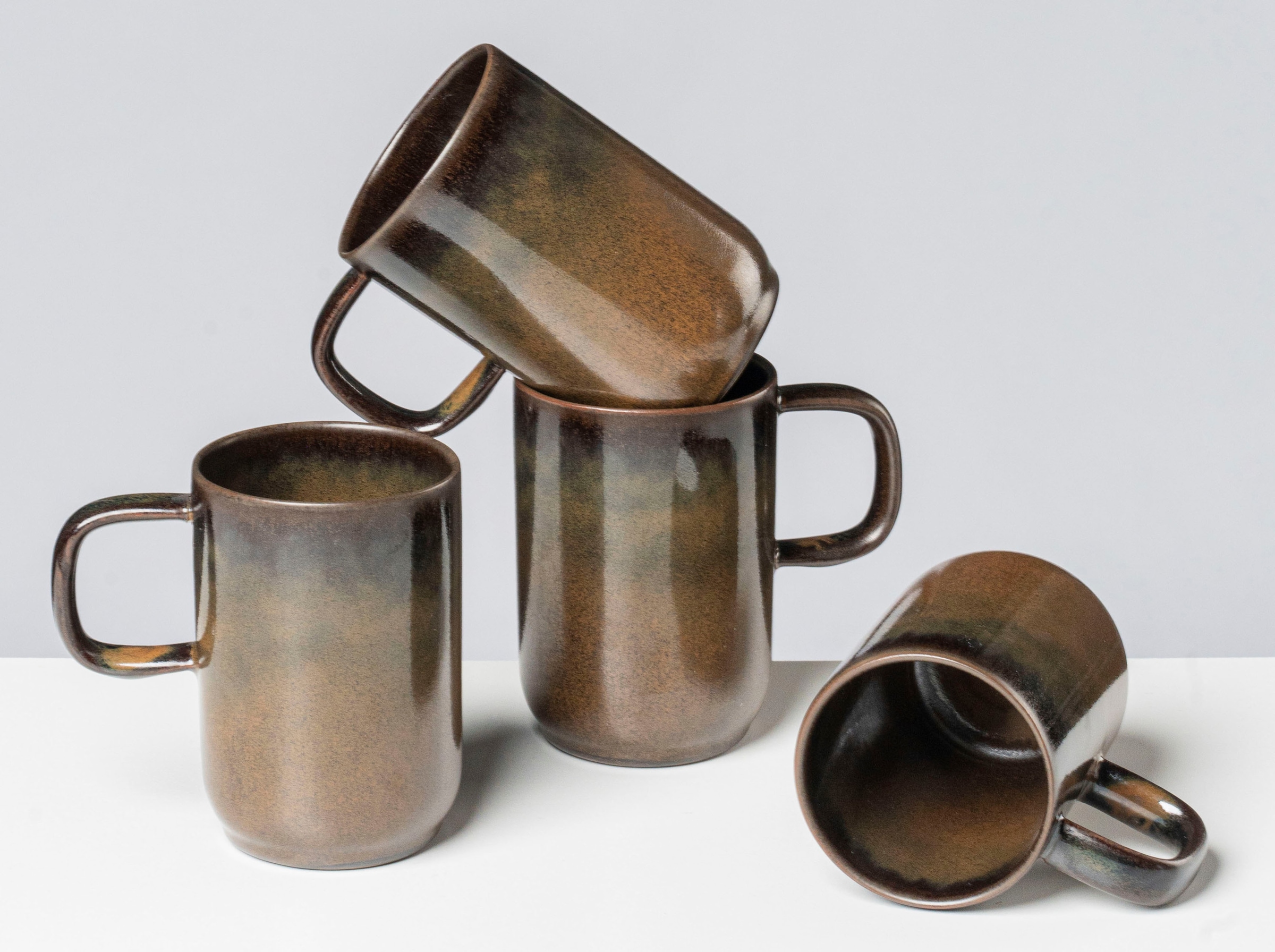 gipfelstück Becher »Glockenklang«, (Set, 4 tlg.), Scandi-Style, Reaktivglasur, jedes Stück ein Unikat, 4-teilig