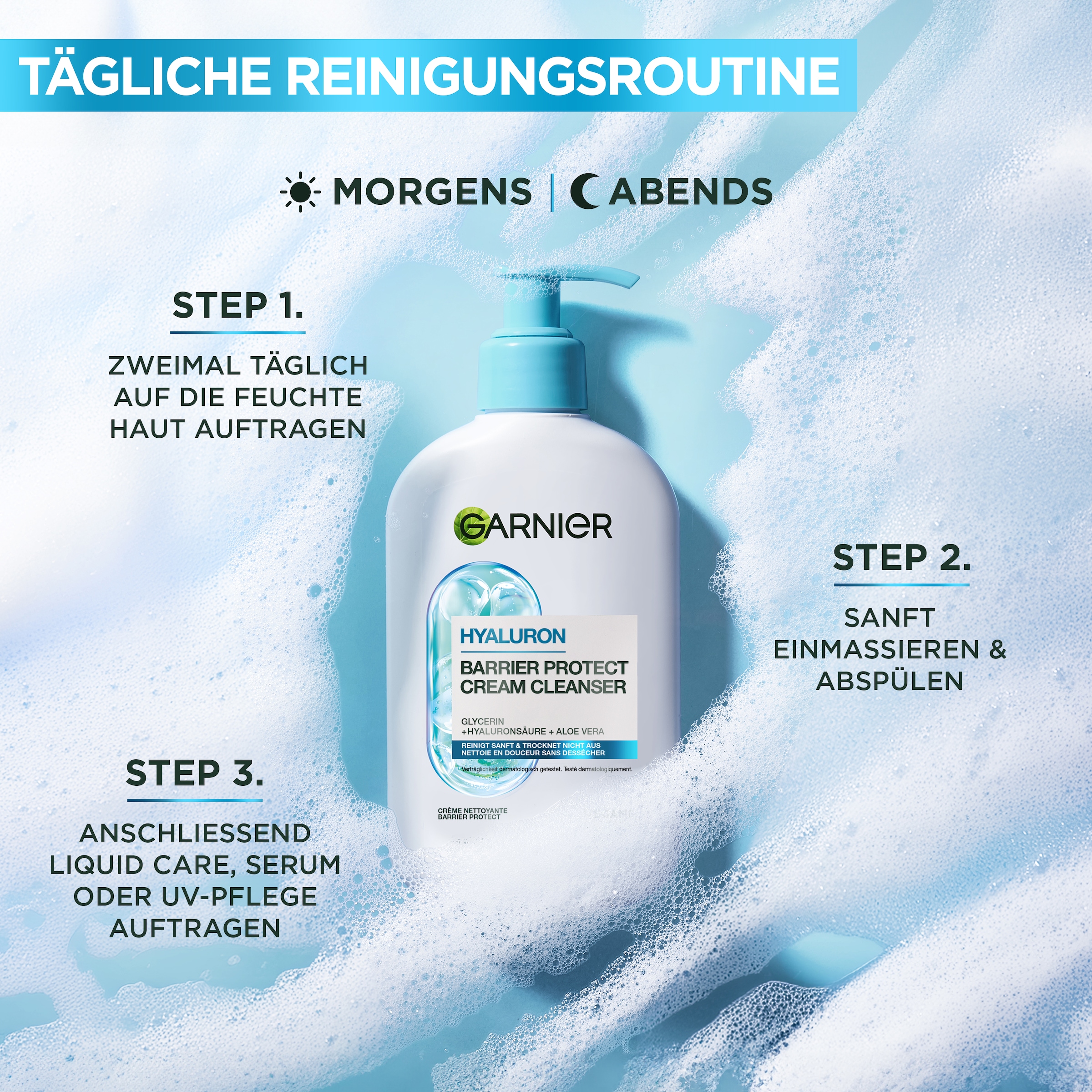 GARNIER Gesichts-Reinigungsschaum »Garnier Hyaluron Barrier Protect Cream Cleanser«