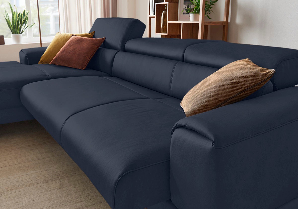 W.SCHILLIG Ecksofa »piedroo, Designsofa mit tollem Sitzkomfort, bequem und elegant, L-Form«, Kopfteilverstellung, wahlweise mit Sitztiefenverstellung, Breite 343cm