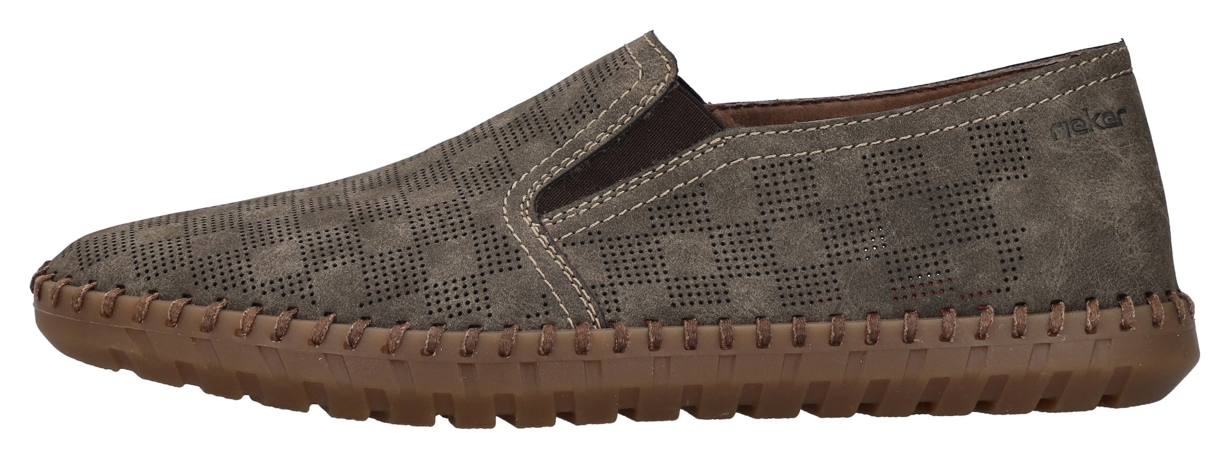 Rieker Slipper, Loafer, Schlupfschuh, Casual-Slipper mit kleinen Stretcheinsätzen