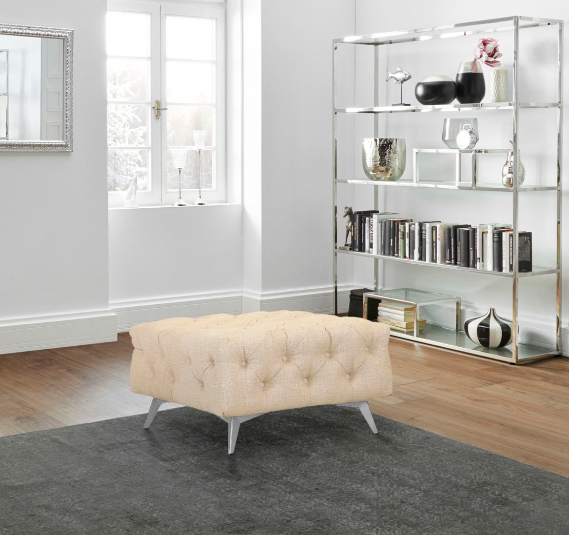 Leonique Polsterhocker »Glynis«, aufwändige Knopfheftung, moderne Chesterfield Optik, Fußfarbe wählbar