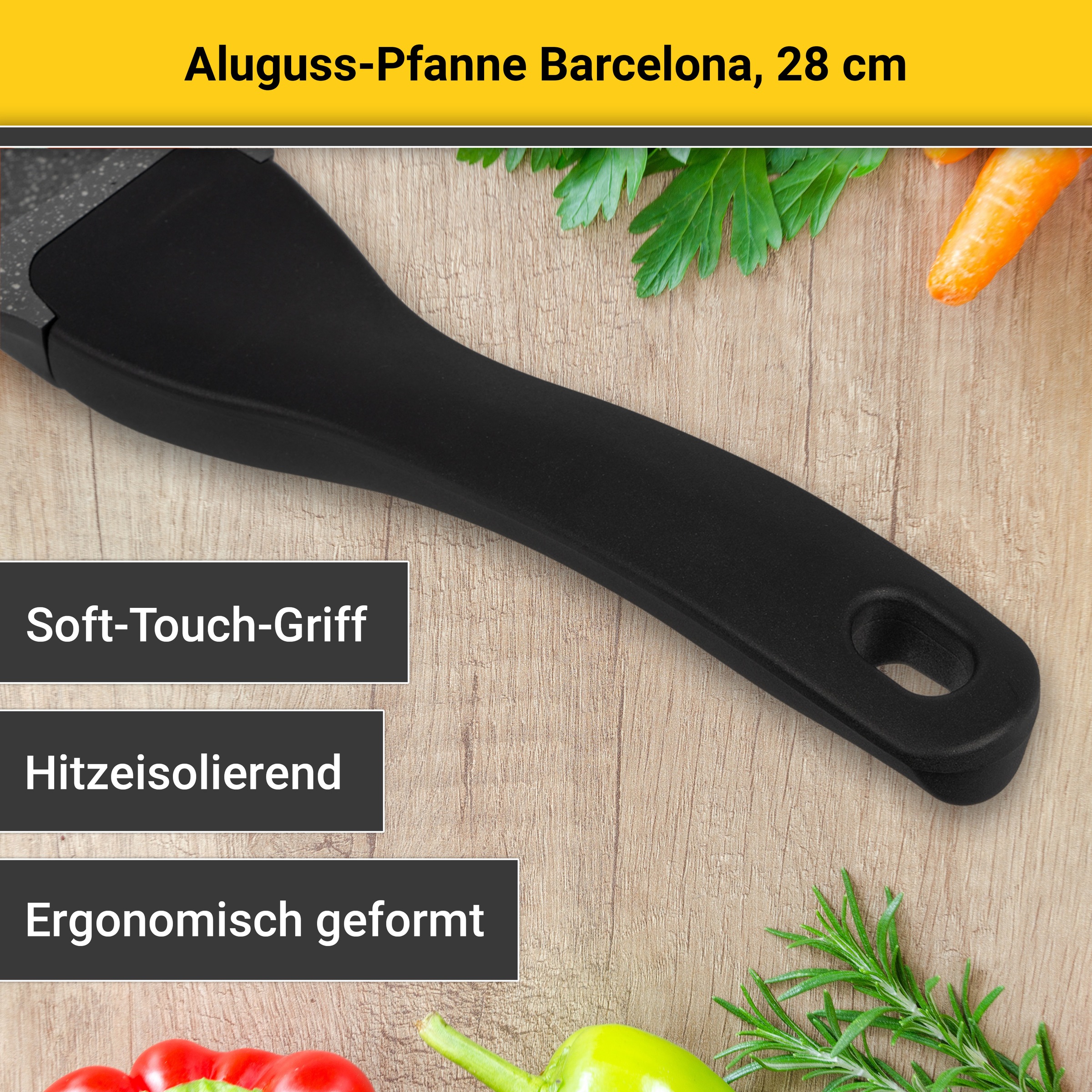 Krüger Bratpfanne »Aluguss Pfanne Bacelona«, Aluminiumguss, (1 tlg.), für Induktions-Kochfelder geeignet