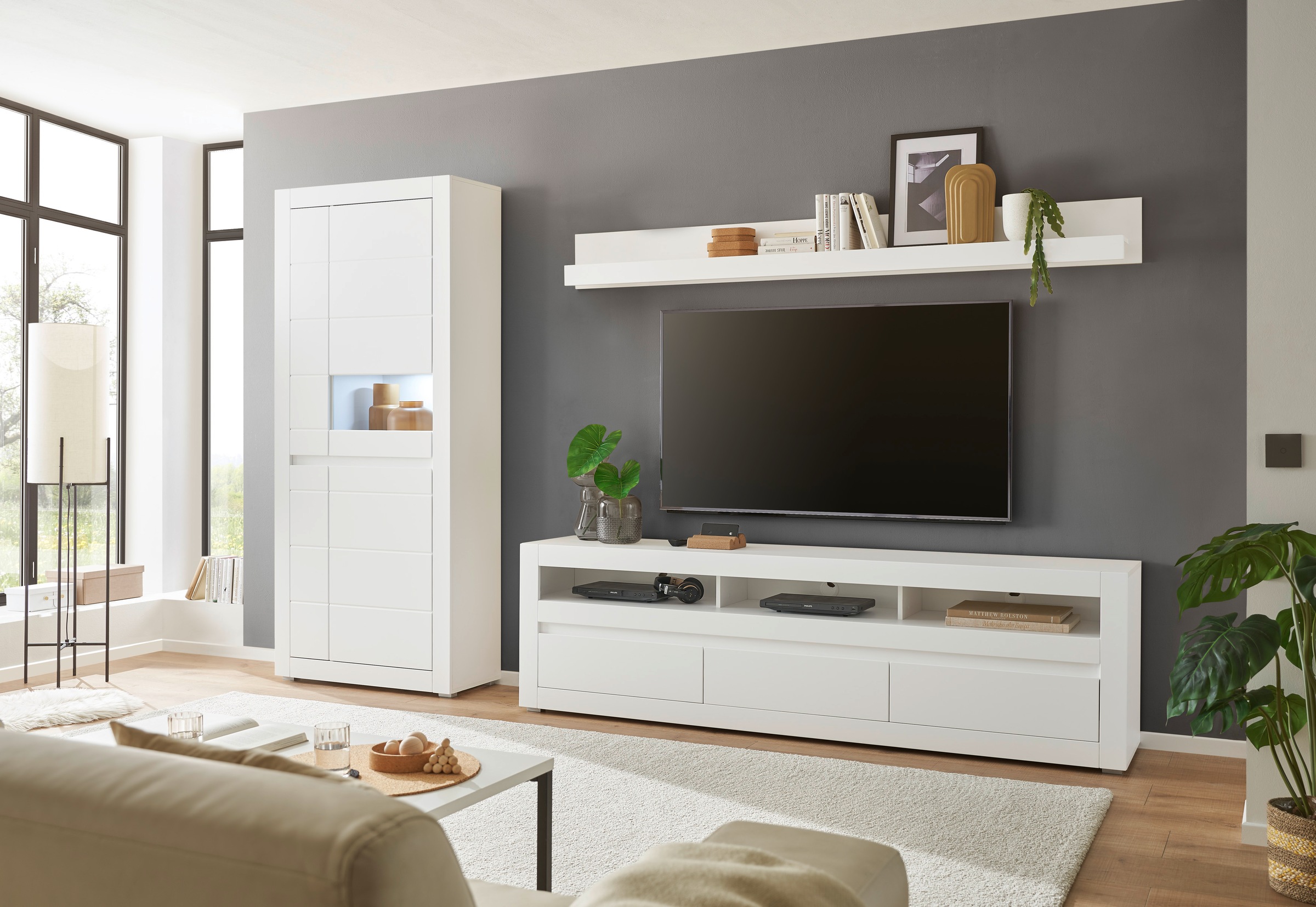 INOSIGN Wohnwand »Anbauwand in Weiß Matt, Wohnzimmer-Set mit austauschbarer günstig online kaufen