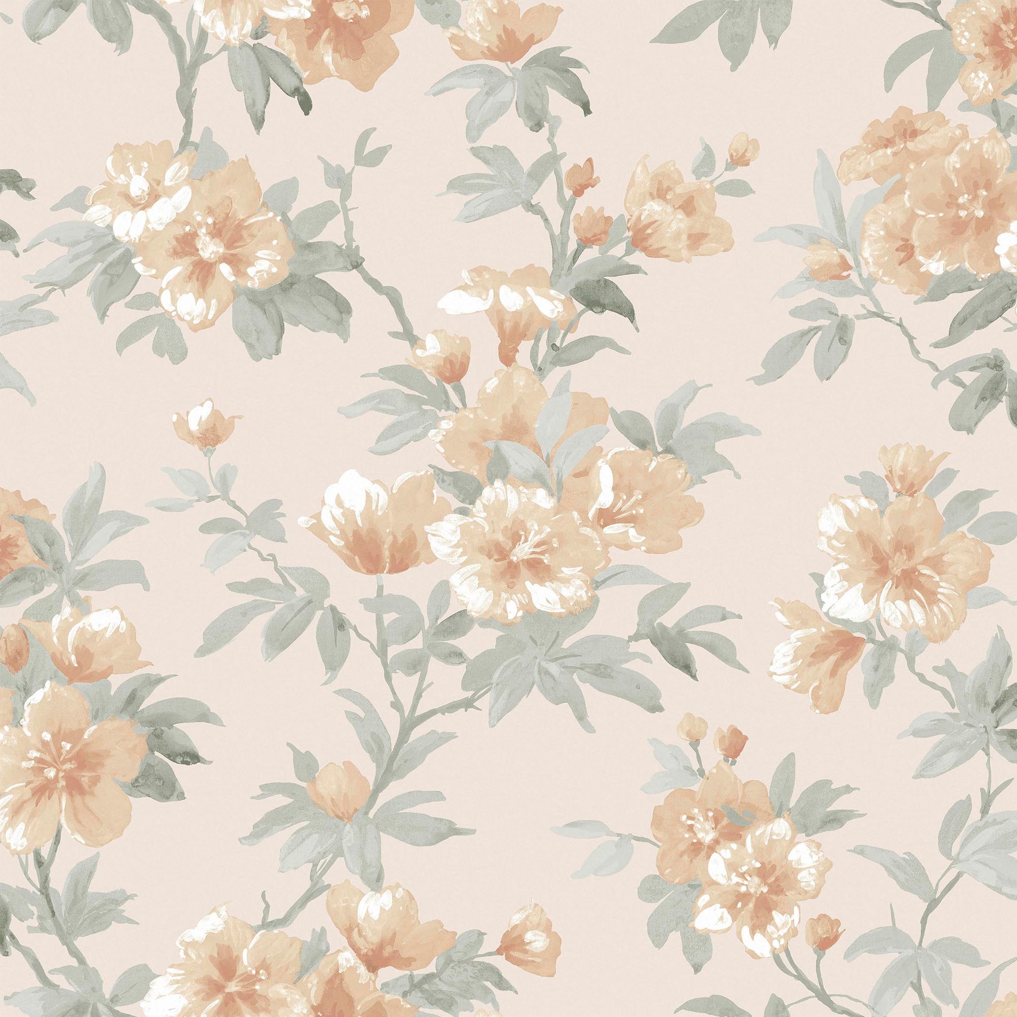 LAURA ASHLEY Vliestapete »Rosamund Apricot«, geblümt, 10mx52cm (ca. 5m2)