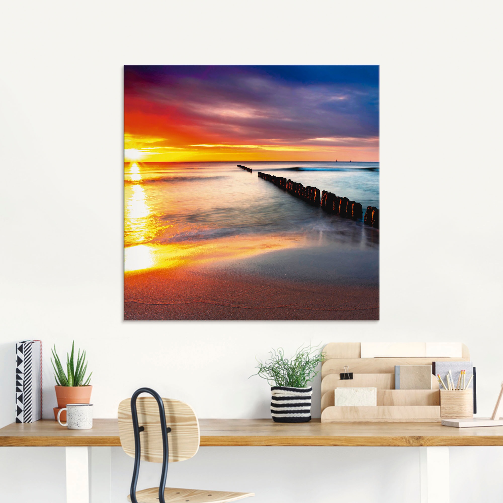 Artland Glasbild »Ostsee mit schönem Sonnenaufgang« Strand 1 Stk. tlg. in v günstig online kaufen