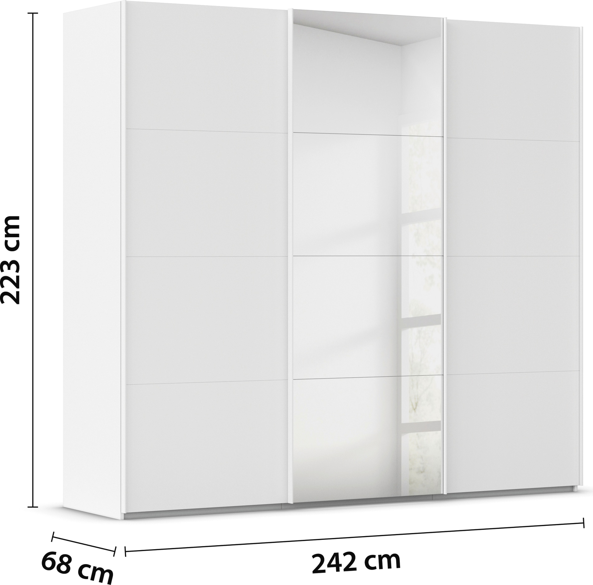 rauch Schwebetürenschrank »Kleiderschrank Schrank Garderobe Schlafzimmerschrank EVELYN«, in elegantem Stil mit Spiegel 5 Breiten viel Stauraum MADE IN GERMANY
