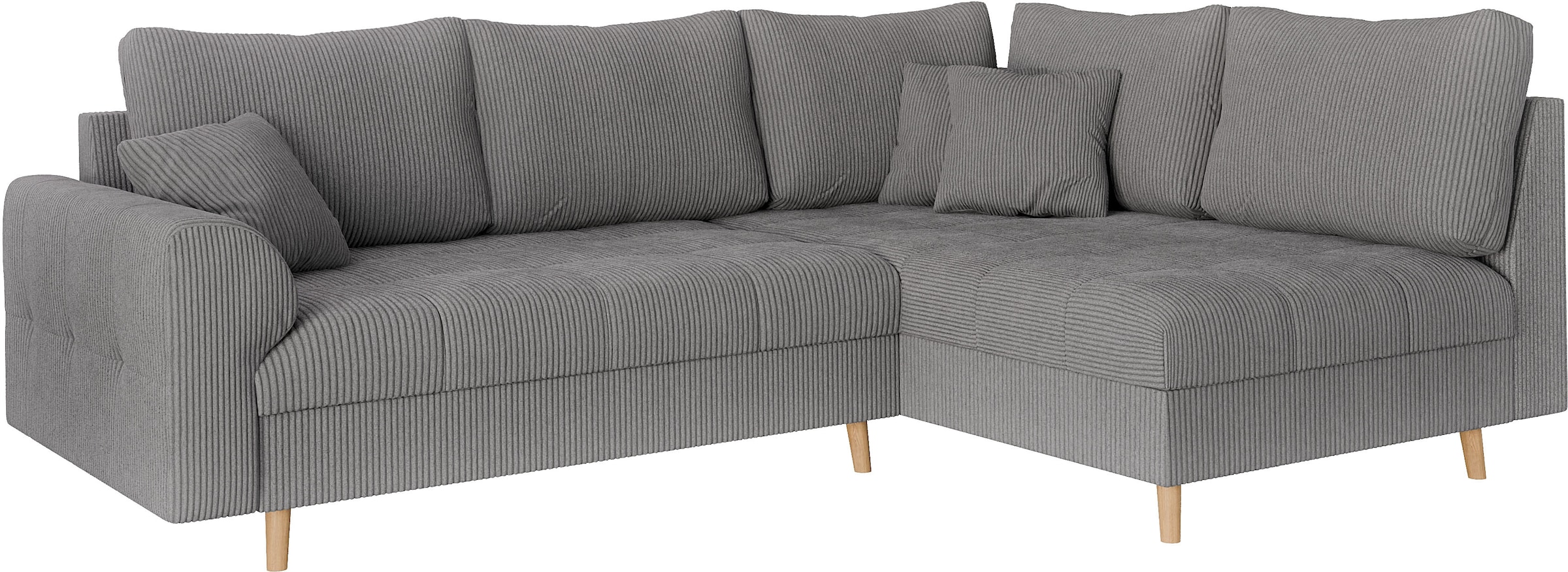 Home affaire Ecksofa »CHARRE L-Form mit Ottomane, Maße B/T/H: 231/161/81 cm«, feine Steppung, lose Rücken- und Zierkissen, auch in Cord und Bouclé