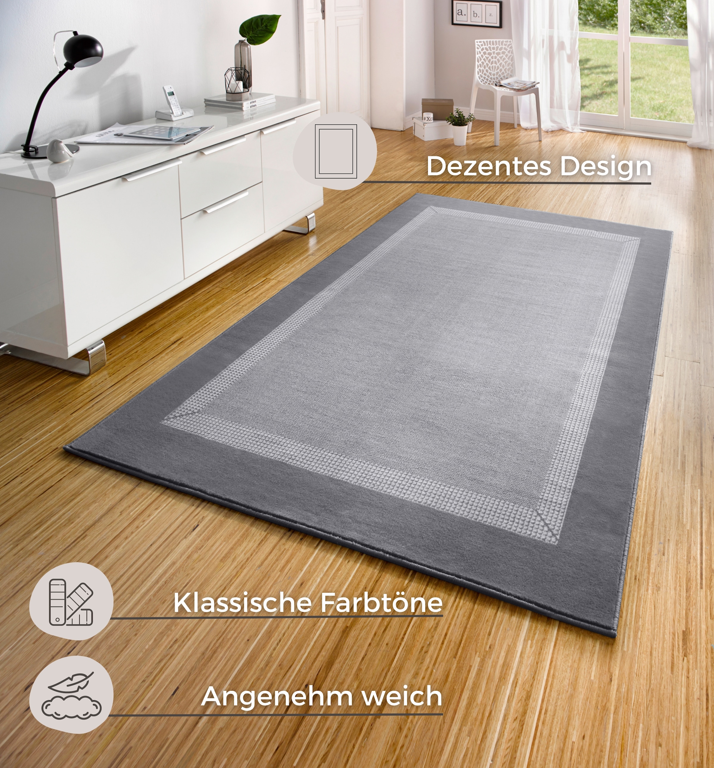 HANSE Home Teppich »Band«, rechteckig, 9 mm Höhe, Kurzflor, weich, Läufer Größen, Wohnzimmer, Schlafzimmer, Esszimmer