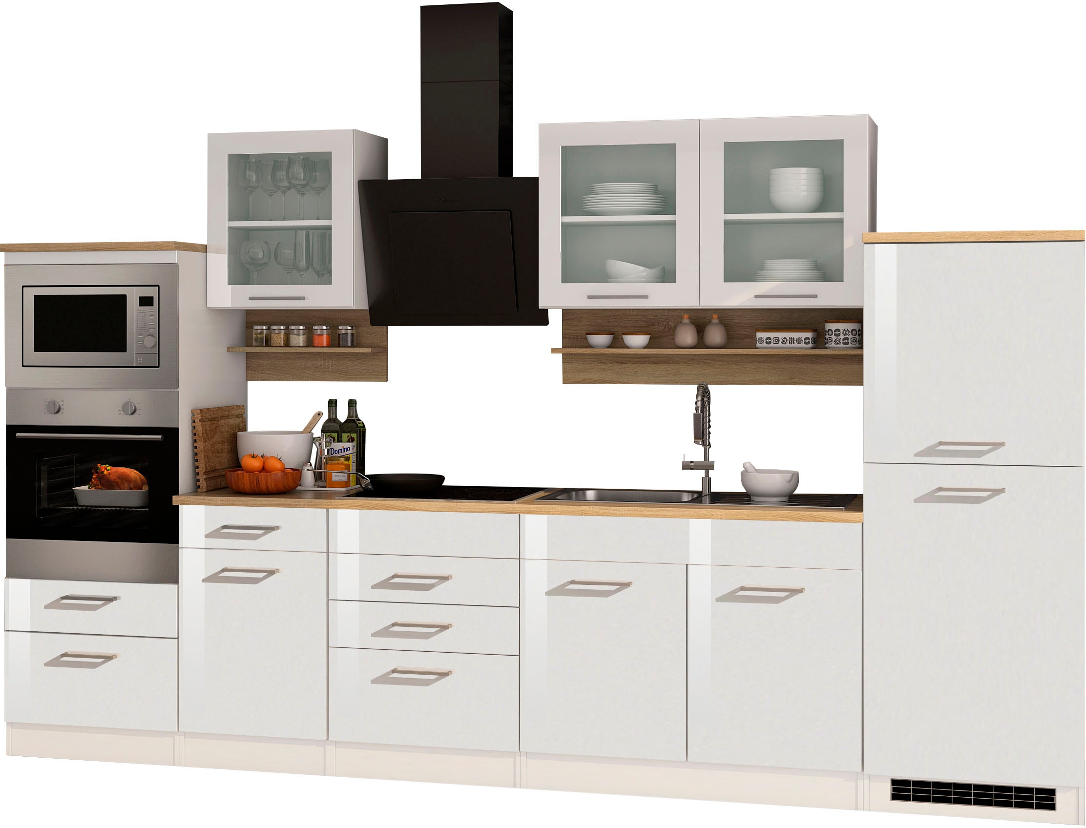 Küchenzeile »Mailand«, mit Elektrogeräten, Breite 330 cm