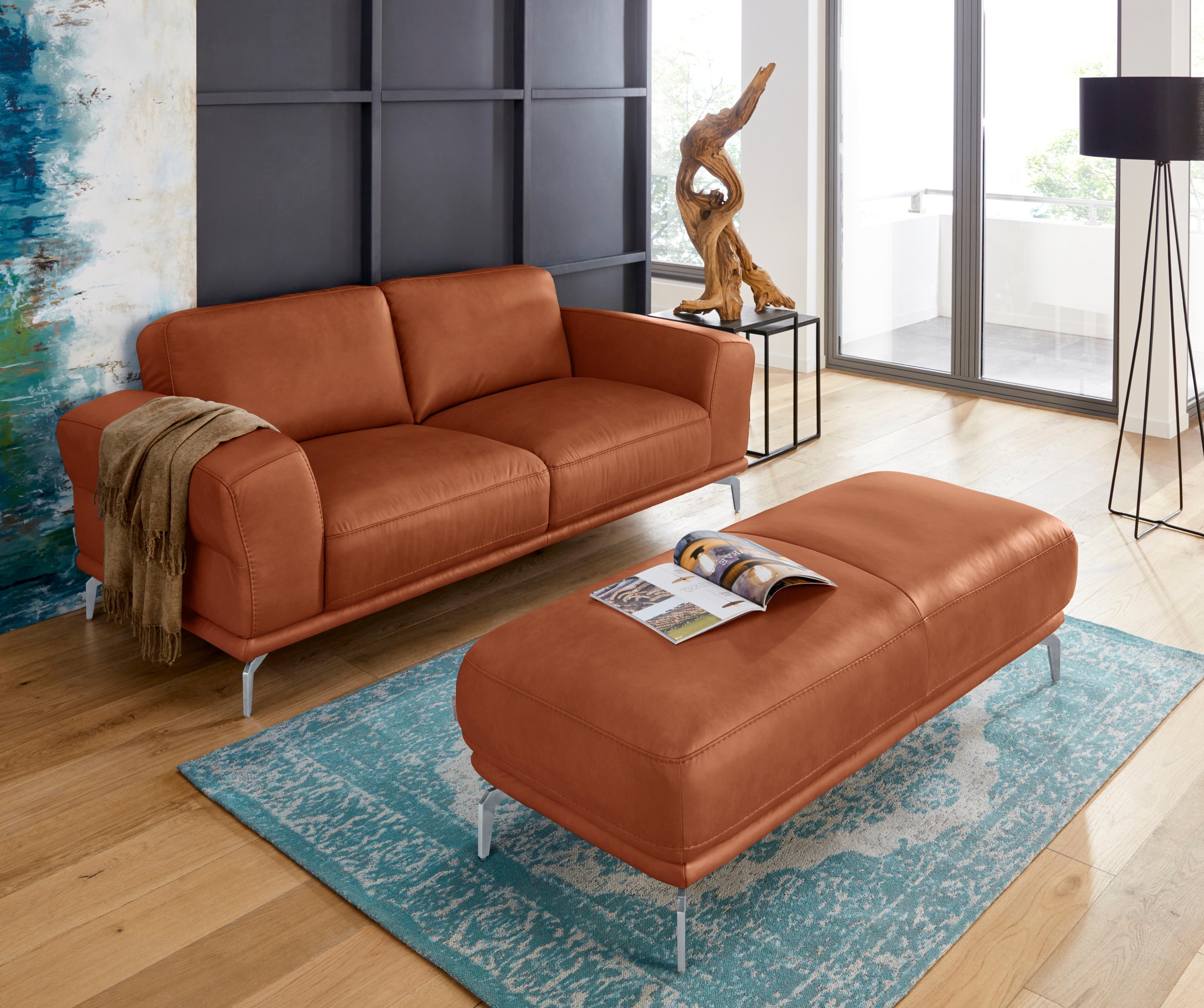 W.SCHILLIG Hocker »montanaa«, mit Metallfüßen in Silber matt, Breite 141 cm