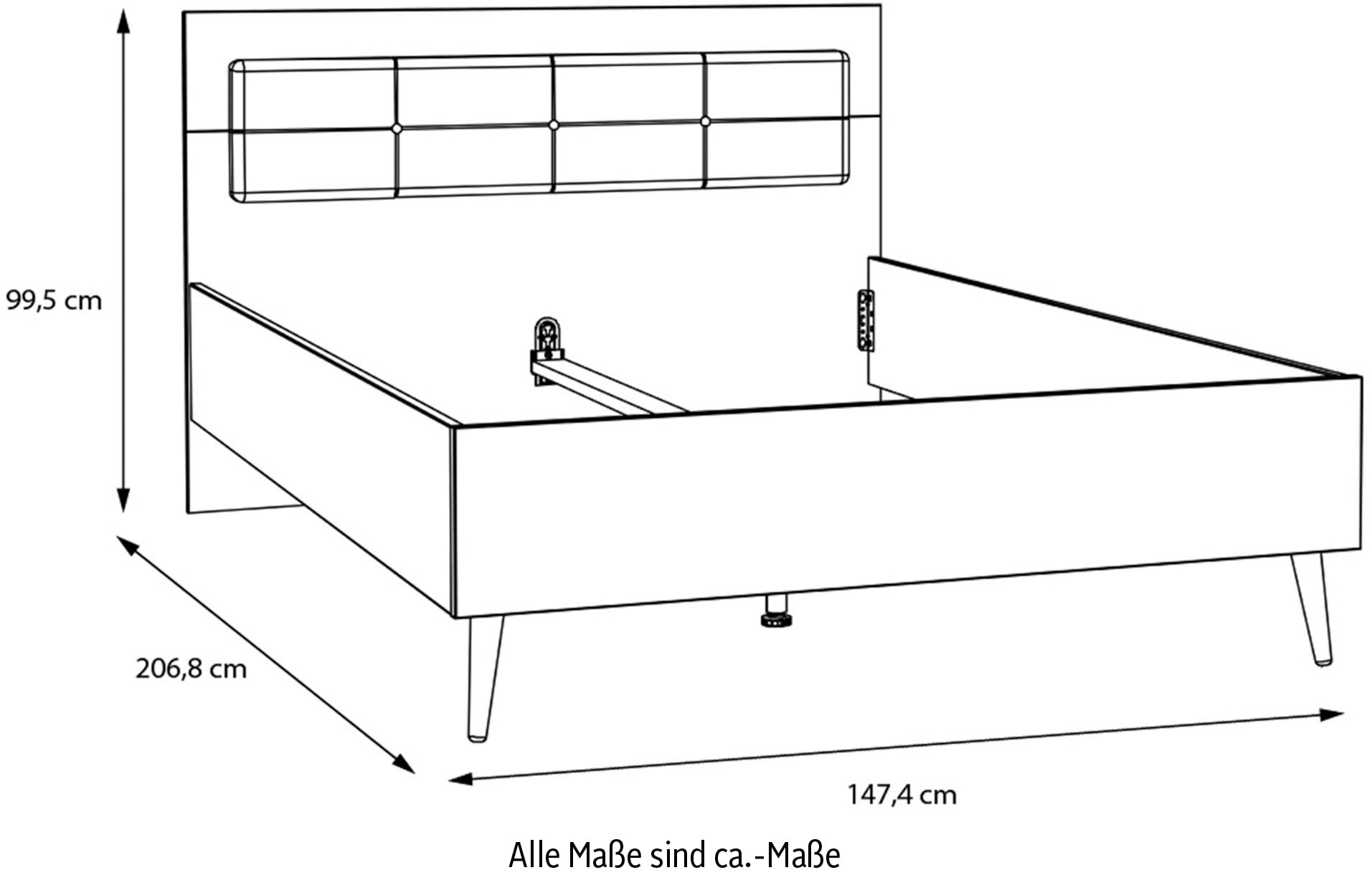FORTE Jugendbett »Kinderbett, Belastbar bis 250KG,«, (Liegeflächen 140x200cm oder 120x200cm), mit gepolstertem Kopfteil