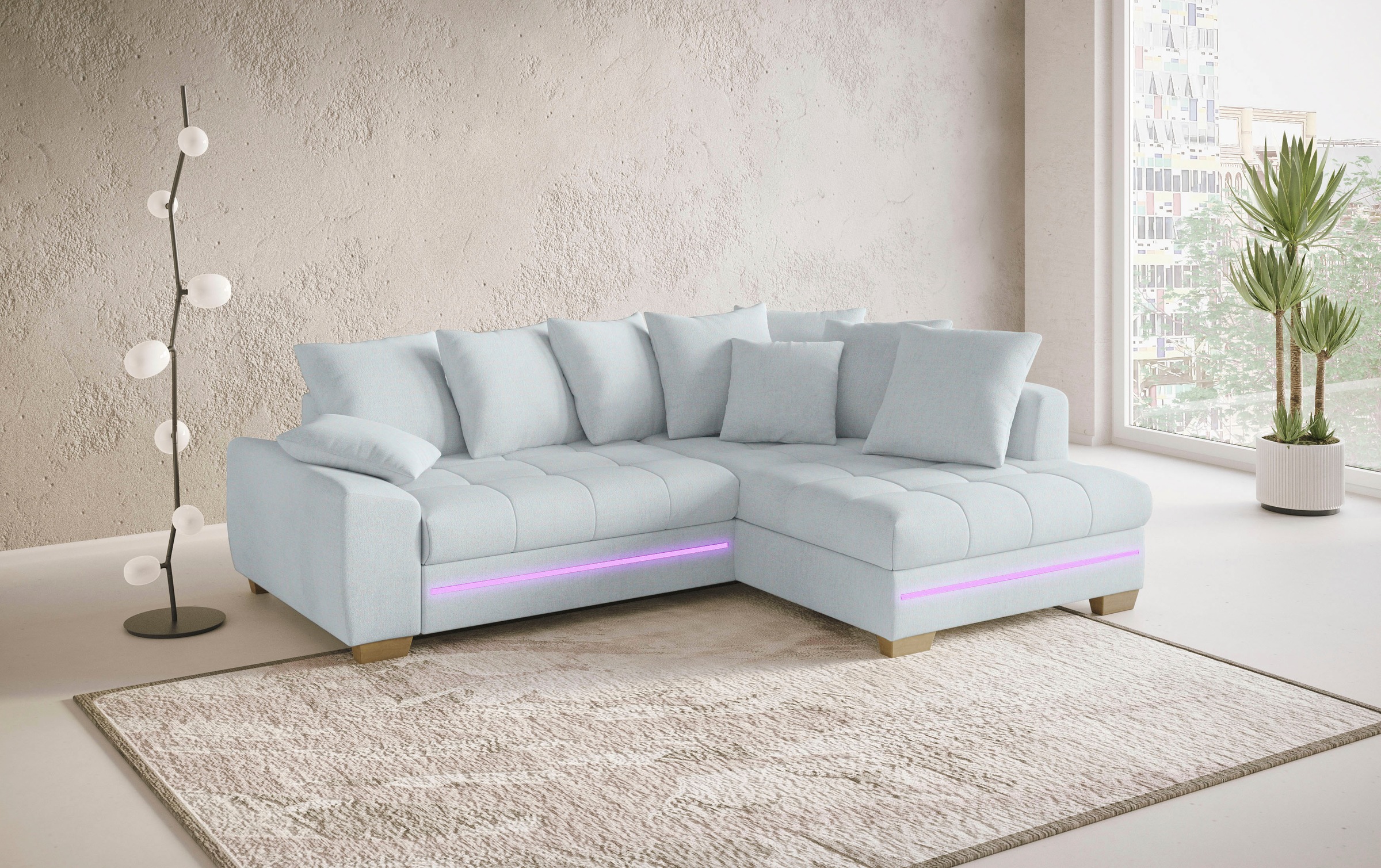 Mr. Couch Ecksofa »Nikita II, L-Form«, mit Kaltschaum, RGB-LED Beleuchtung, günstig online kaufen