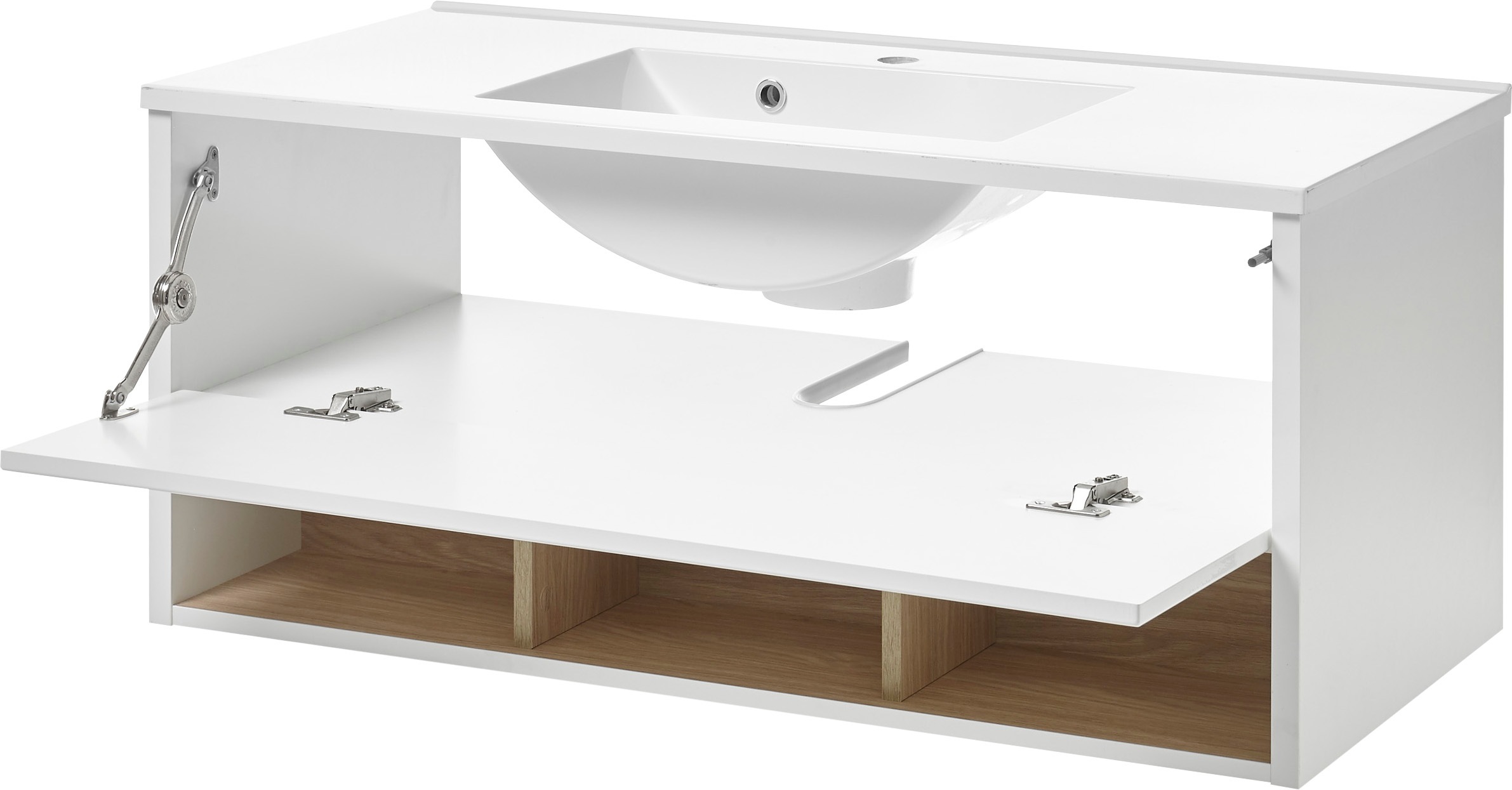 Places of Style Badmöbel-Set »Studio Line, Bad im modernen Design, 2-teiliges Badezimmer«, (2 St.), Waschtisch und Spiegel, in zwei Farben verfügbar, viel Stauraum