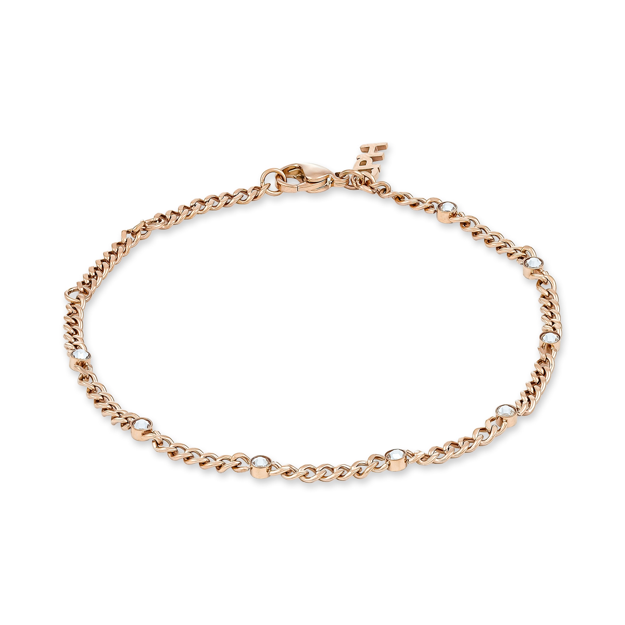 Copenhagen Studios Edelstahlarmband »Schmuck Geschenk Edelstahl Armkette  Glittery Cuban« mit Strassstein